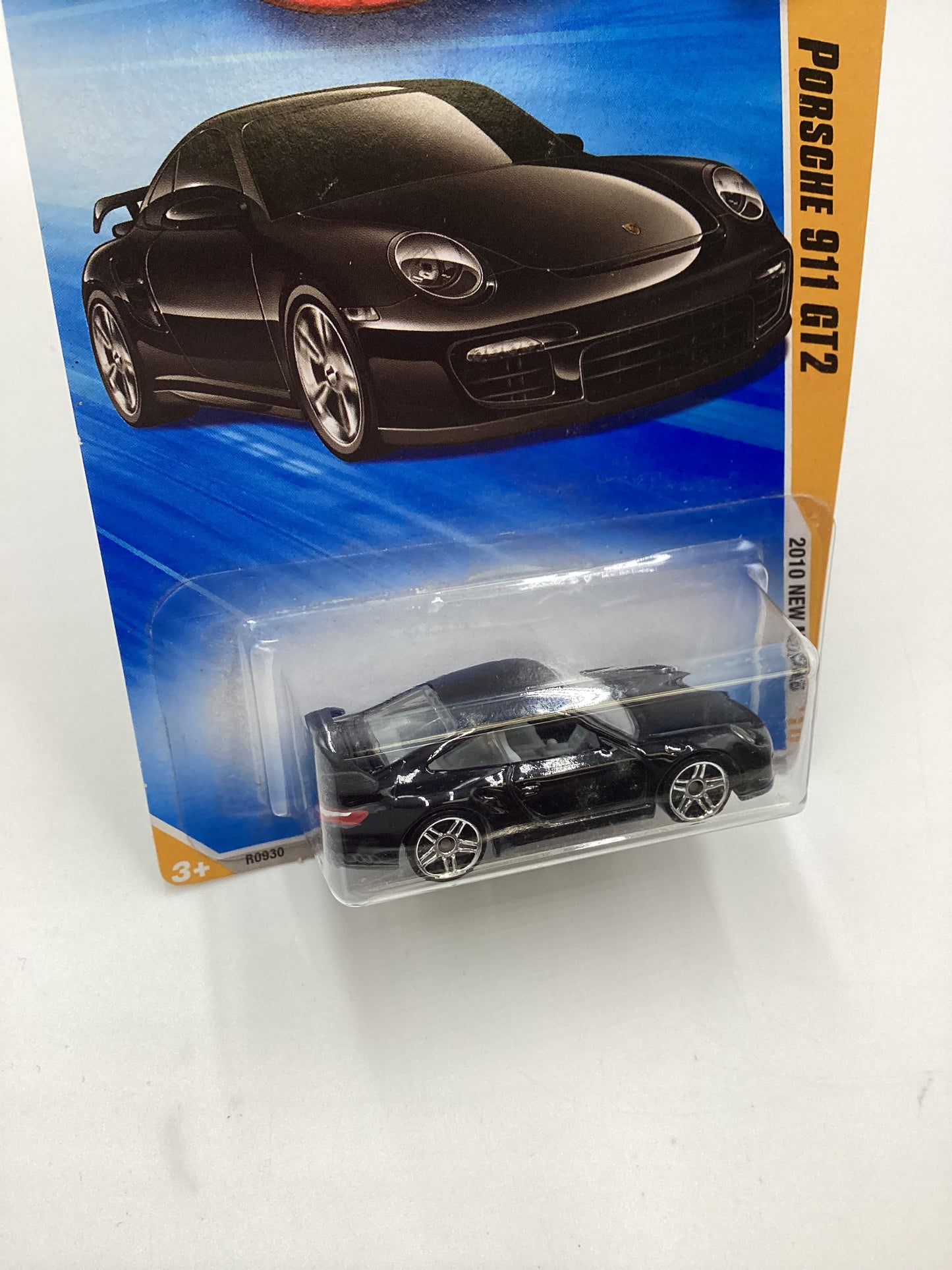 2010 Hot Wheels #014 Porsche 911 GT2 Black with protector