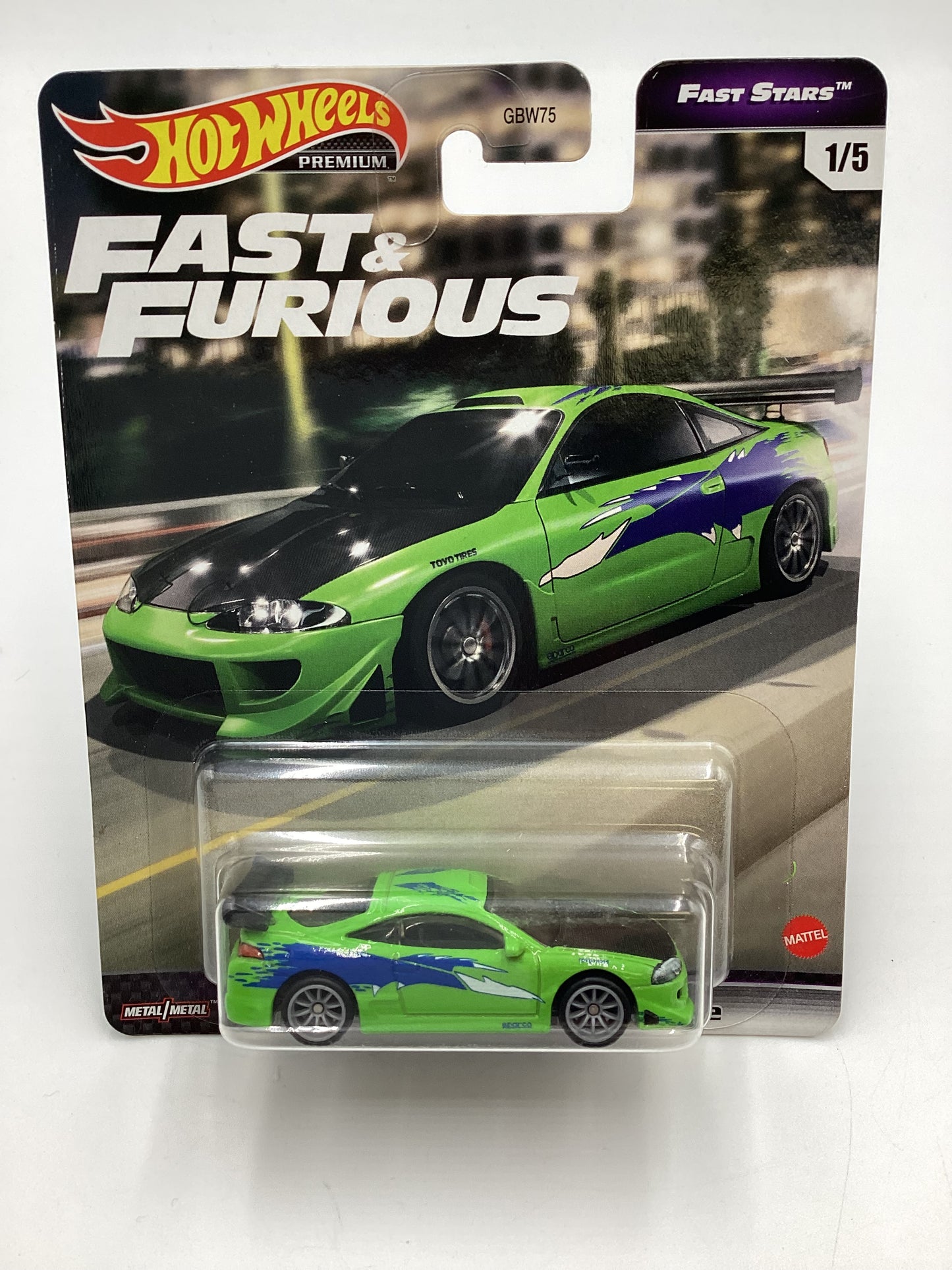 Hot Wheels Fast & Furious Fast Stars #1 Mitsubishi Eclipse Green W/Protector