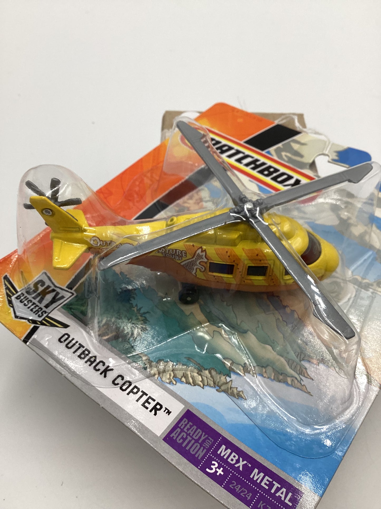 2007 Matchbox Skybusters  K7518 Outback Copter Yellow HTF 113D