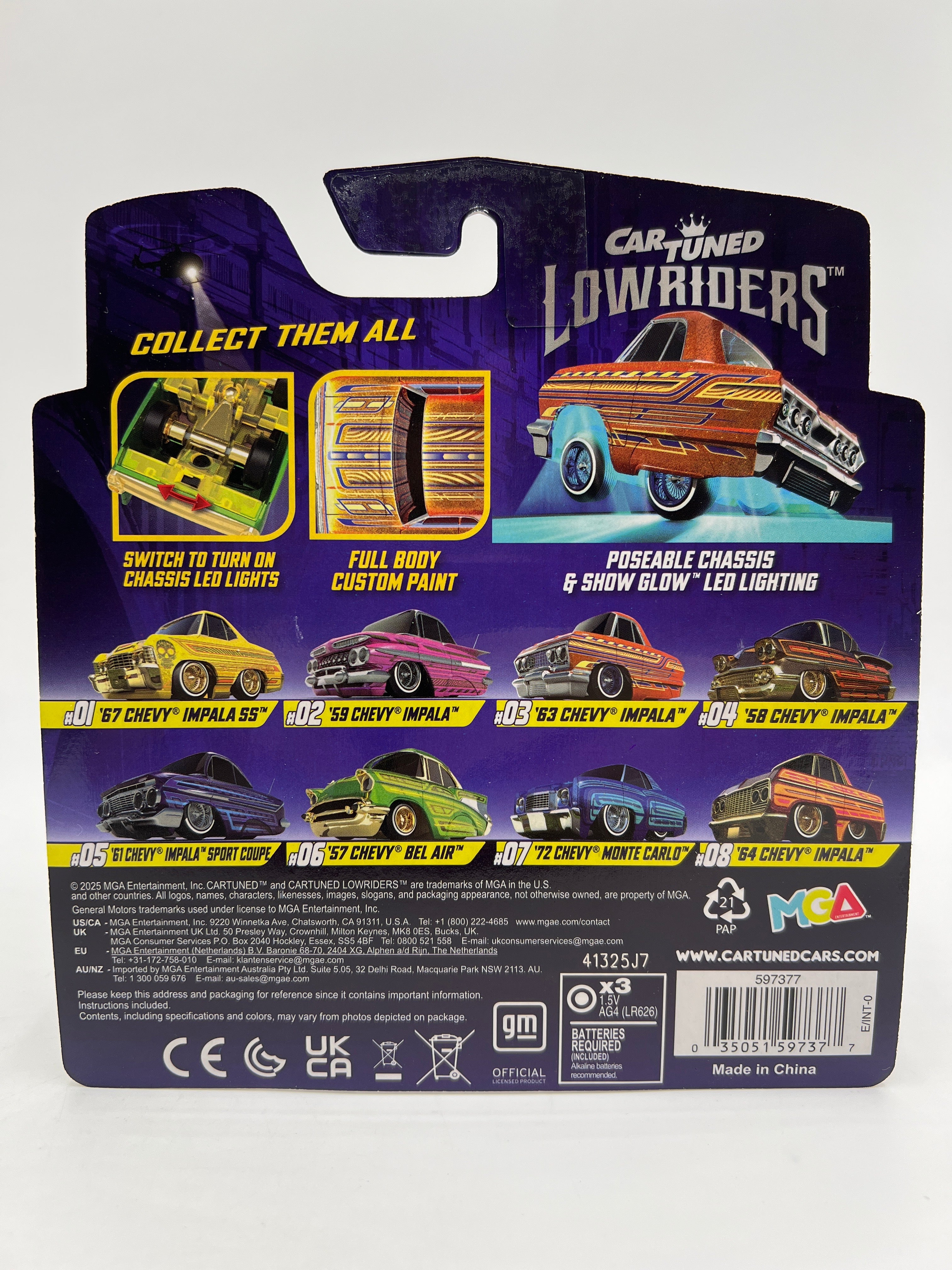 Car Tuned Lowriders ローライダー7台セット　LED Car Tuned 2025 LOWRIDER Series 1 Show Glow L.E.D. Light Up Chassis