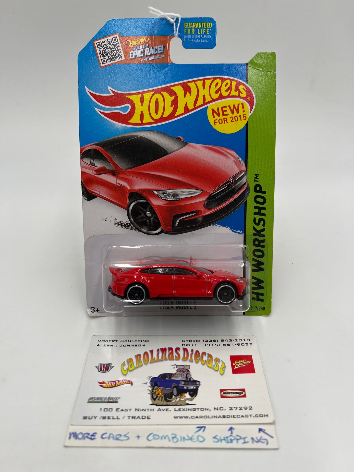 2015 Hot Wheels Workshop #217 Tesla Model S Red 48C