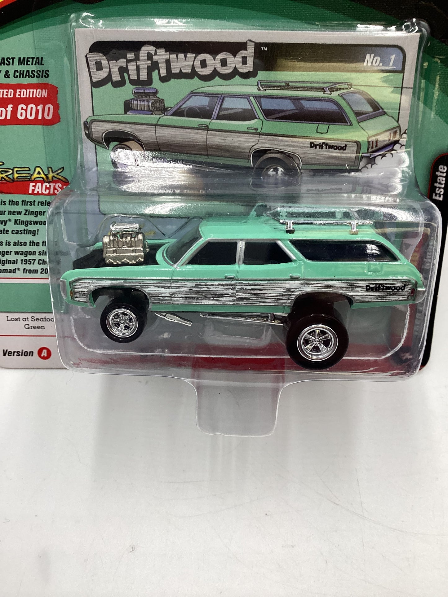 Johnny Lightning Street Freaks Zingers Release 2 Version A 1966 Chevy Kingswood Estate Driftwood Green 216A