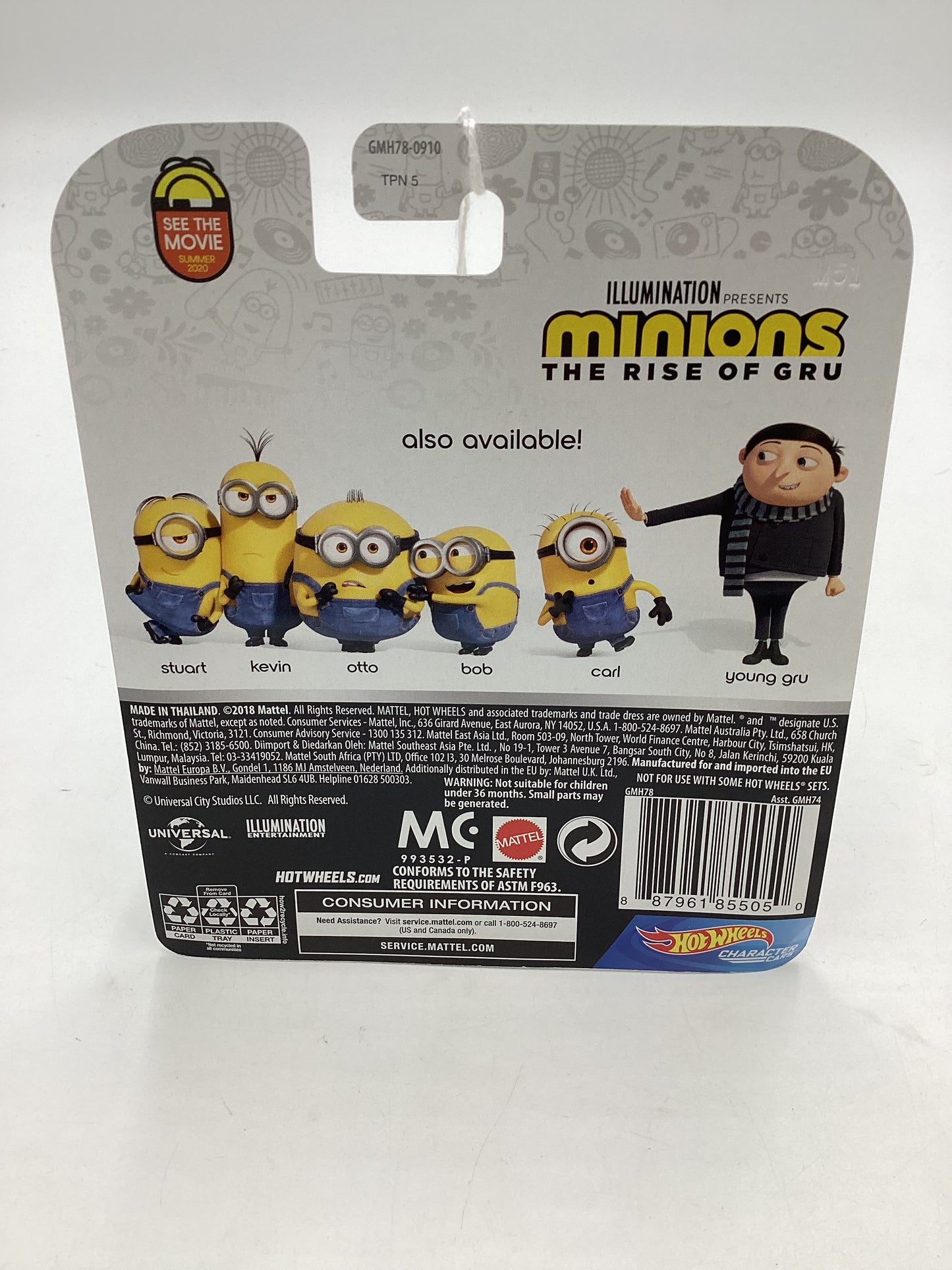 2018 Hot Wheels Character cars Minions Bob 4/6 111A