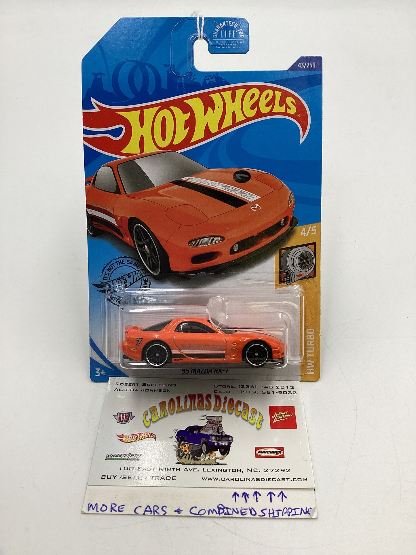 2020 Hot wheels Turbo #43 95 Mazda RX-7 Orange 86A