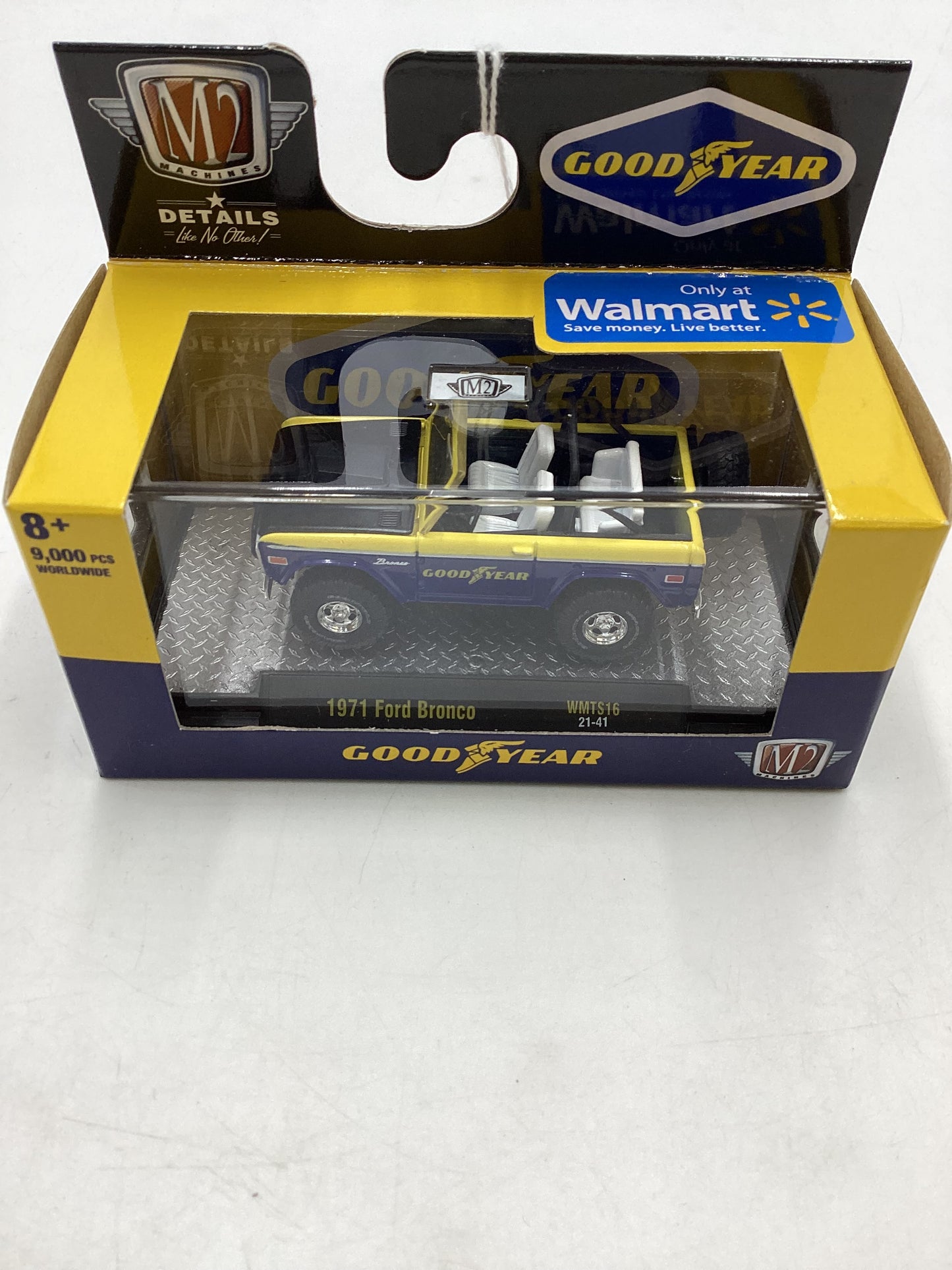 M2 Machines 1971 Ford Bronco Good Year Walmart Exclusive Blue/Yellow WMTS16