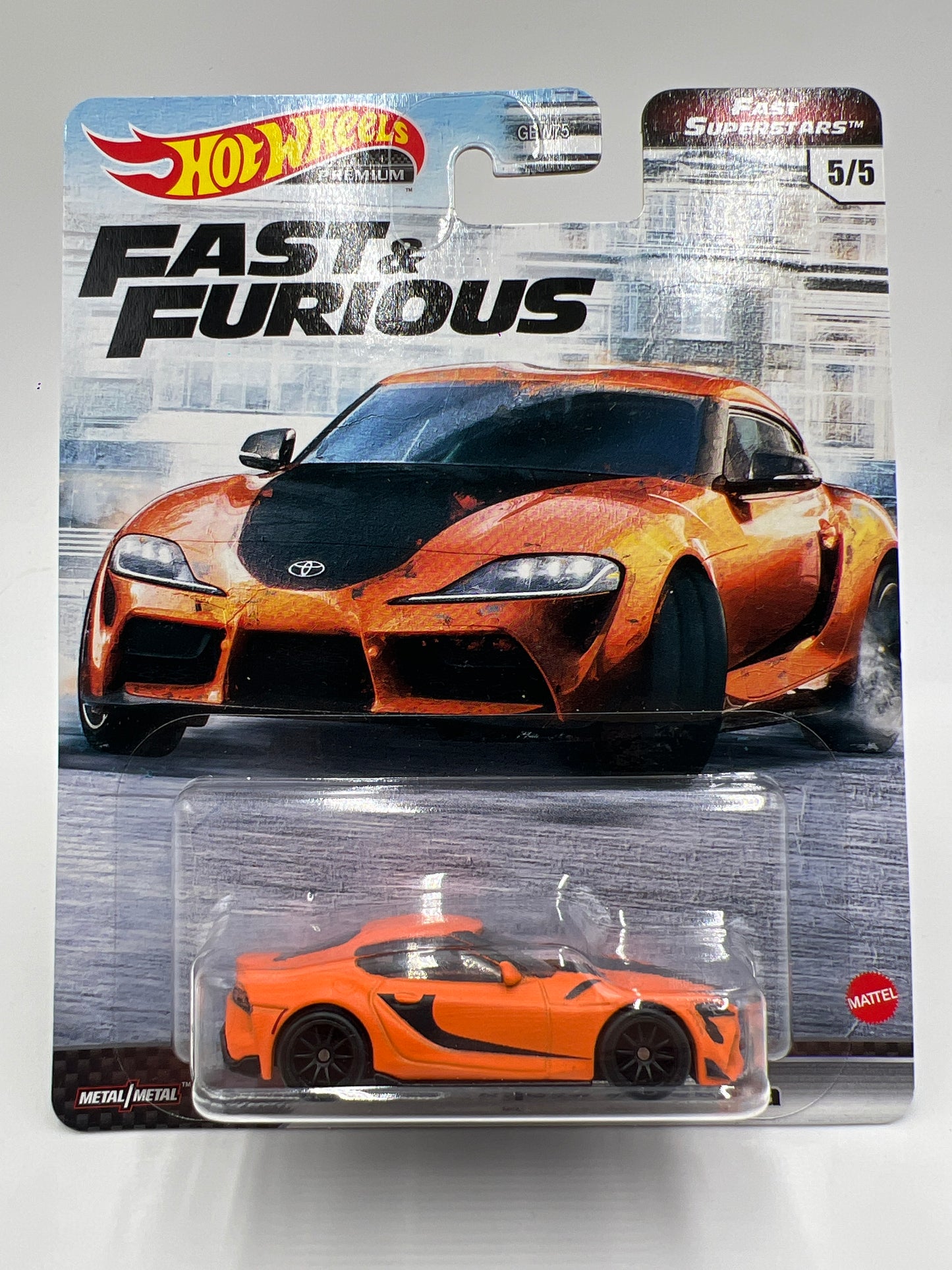 Hot Wheels Premium Fast & Furious Fast Superstars #5 Toyota GR Supra Orange creased corner 247G