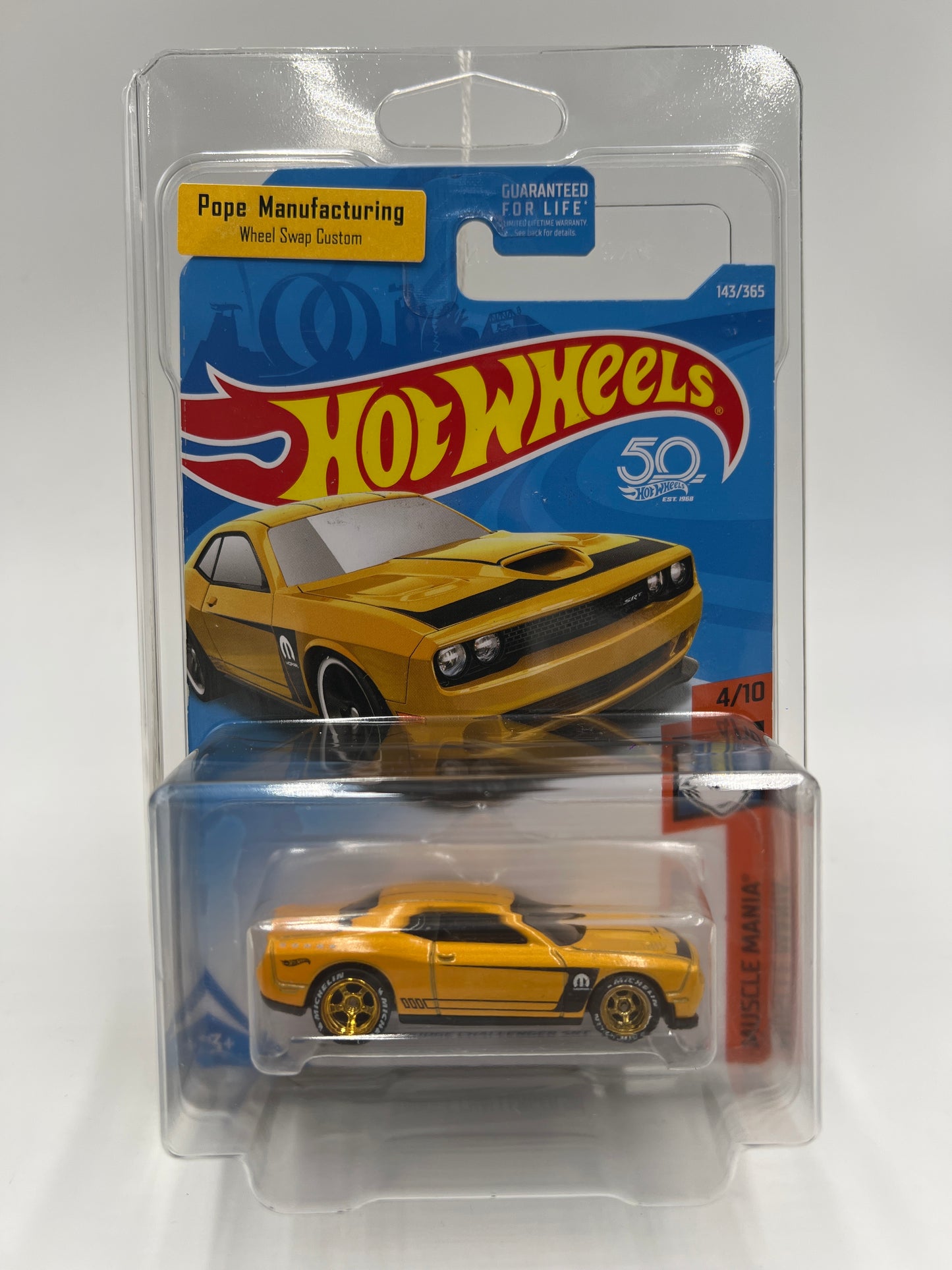 Hot Wheels 15 Dodge Challenger SRT Yellow Wheel Swap Custom On Card W/Protector SR