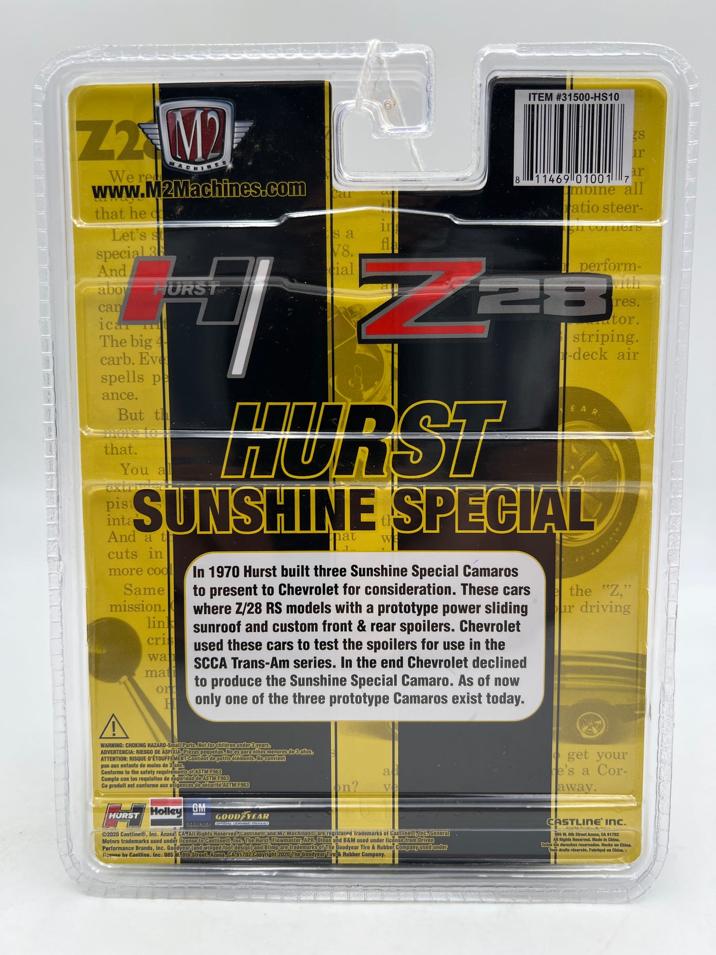 M2 Machines HS10 Hobby Exclusive CHASE Sunshine Special 1970 Chevrolet Camaro Z/28 RS Yellow