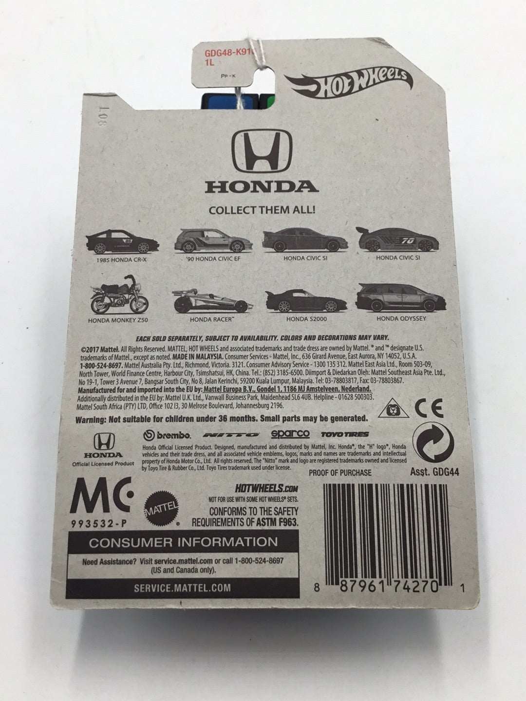 Hot wheels Honda series Honda Civic SI 4/8 Walmart exclusive W2