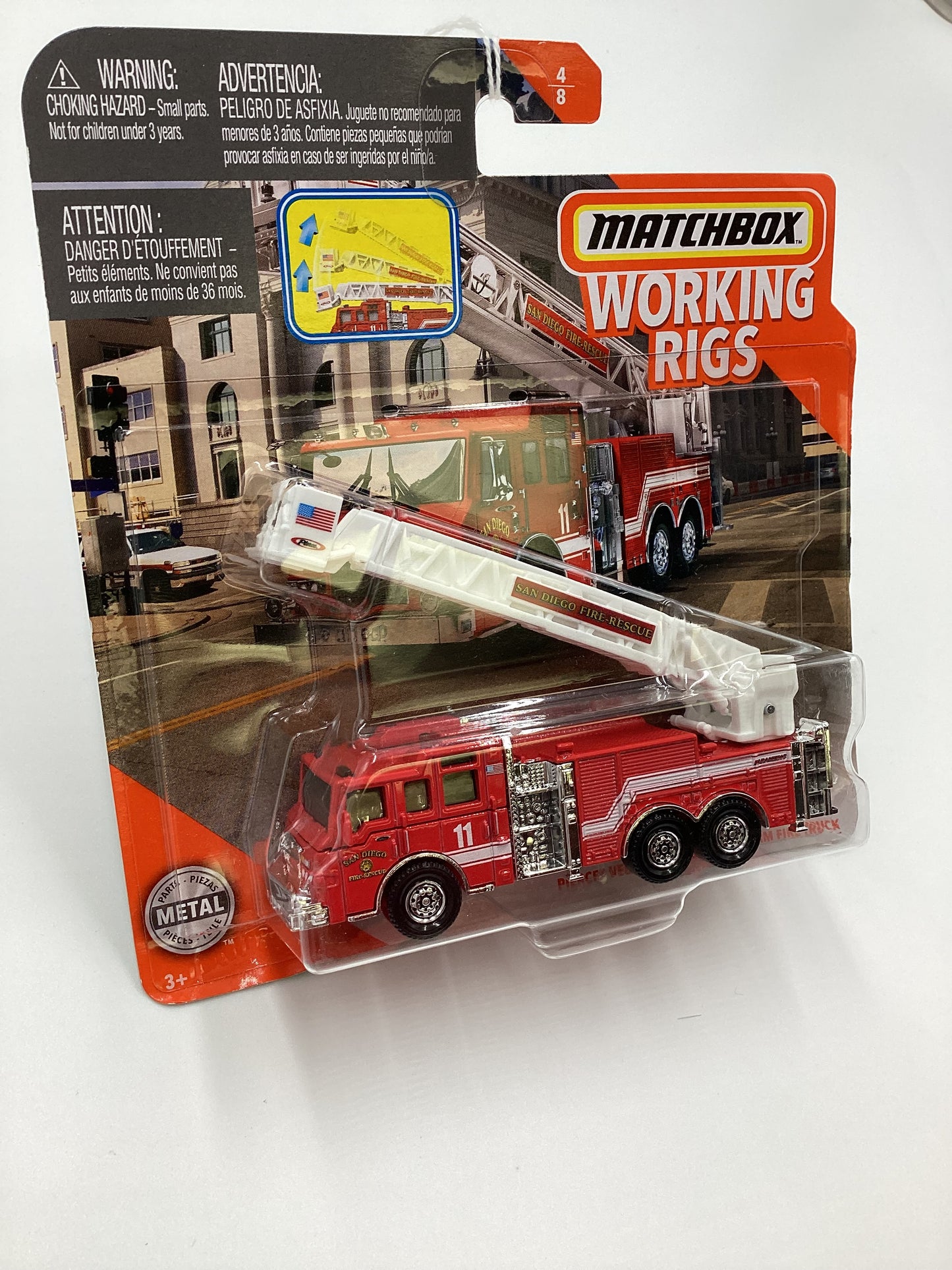 2019 Matchbox Working rigs #4 San Diego Pierce Velocity Aerial Platform Fire Truck 166A