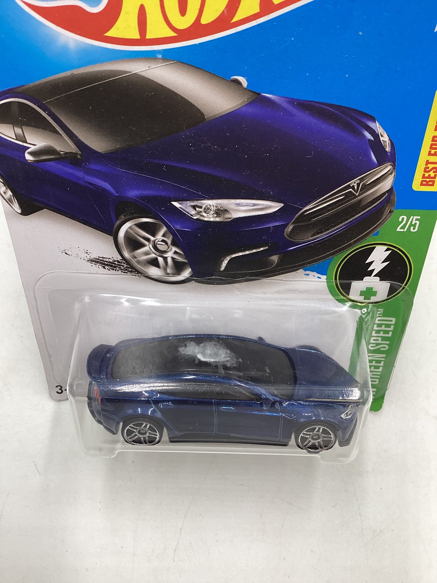 2016 Hot wheels HW Green Speed #242 Tesla Model S (Roof Rub) 50B