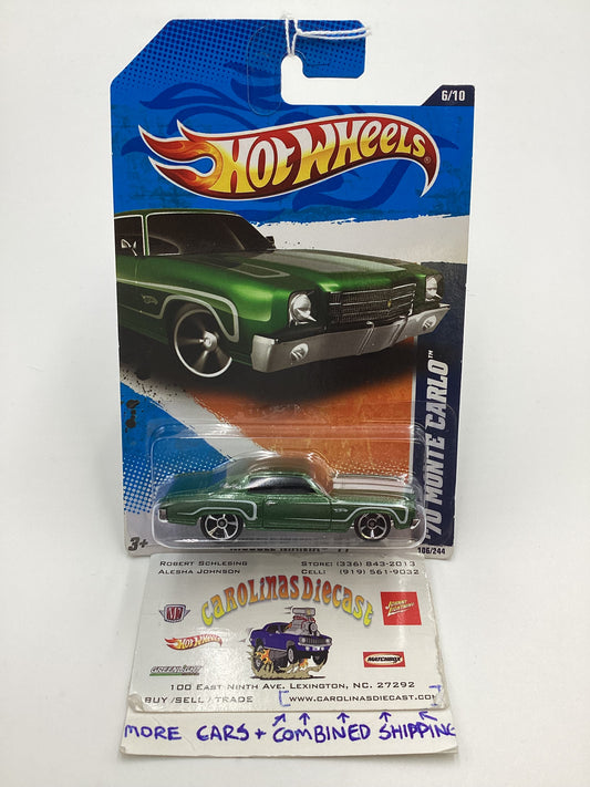 2011 Hot Wheels #106 70 Monte Carlo Green 10H