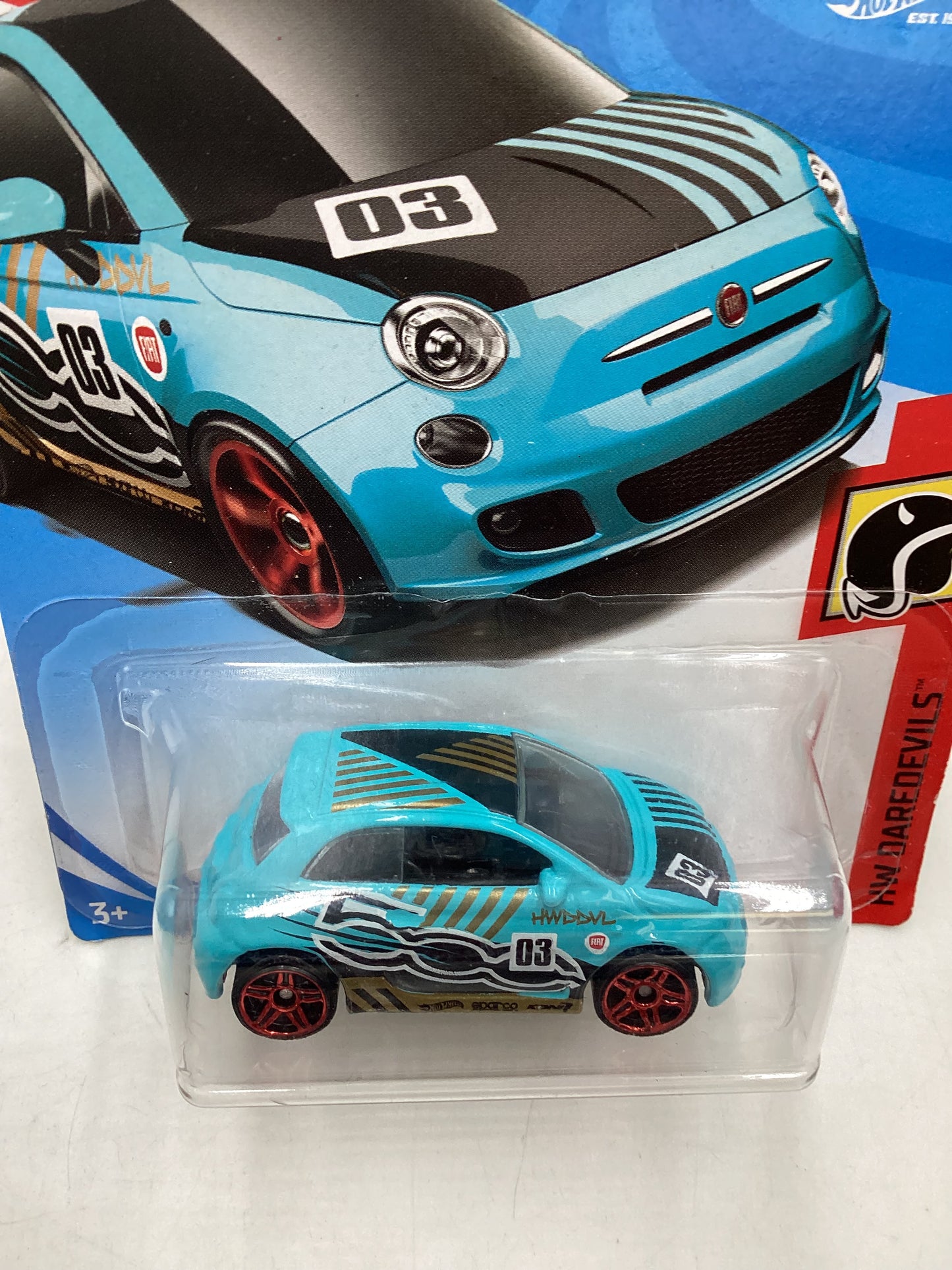 2018 Hot Wheels Fiat 500 Light Blue chase 240A