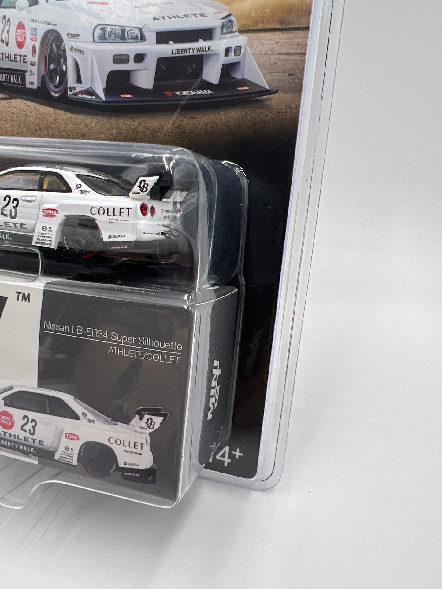 Mini GT #1059 Nissan LB-ER34 Super Silhouette Athlete/Collet White