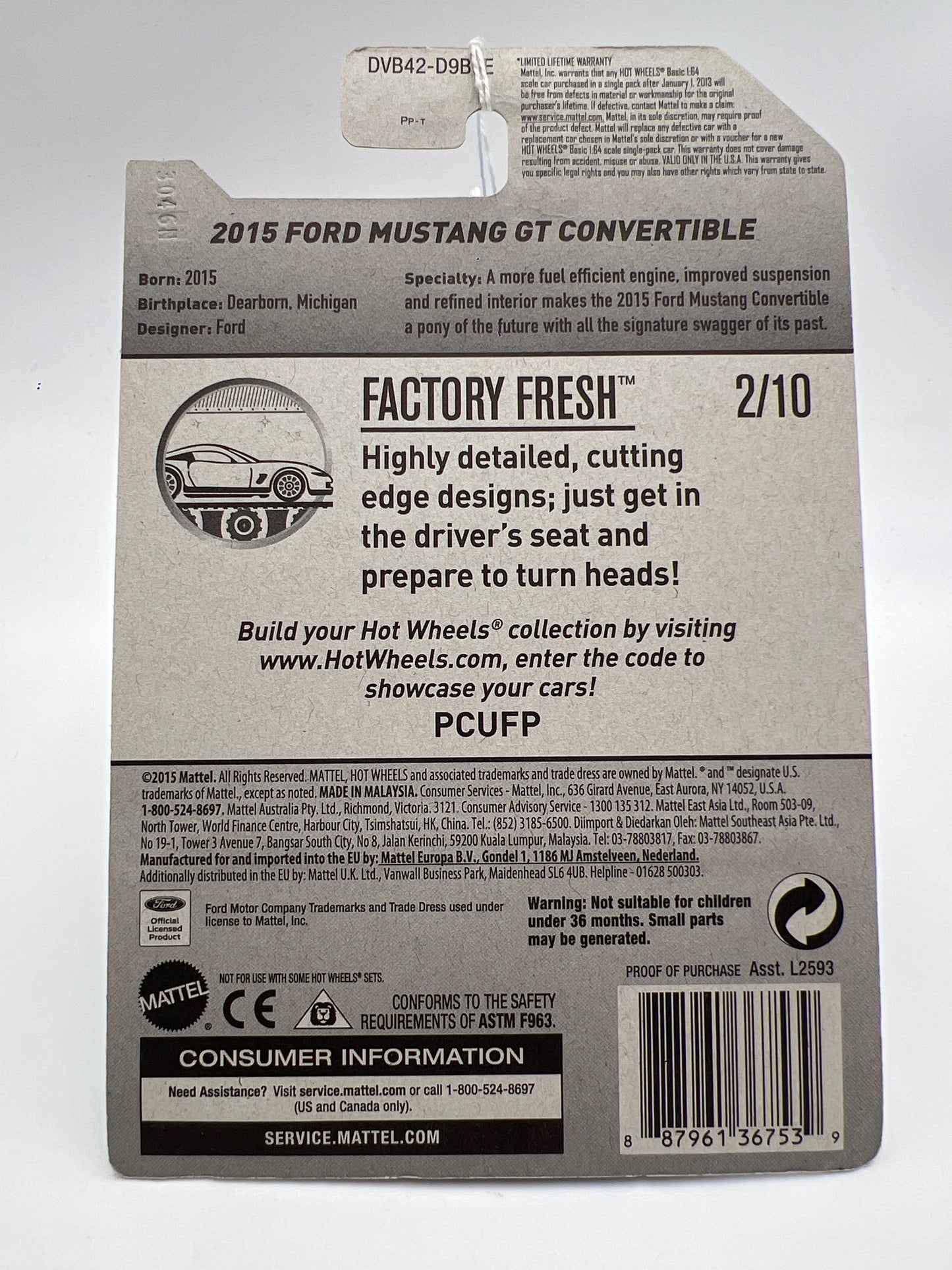 2017 Hot Wheels Factory Fresh #104 2015 Ford Mustang GT Convertible Blue