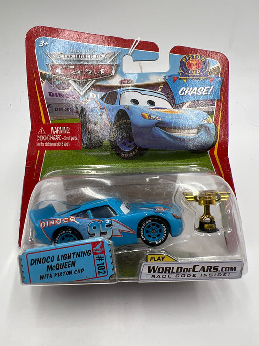 Disney Pixar The World Of Cars #102 CHASE Dinoco Lightning McQueen With Piston Cup