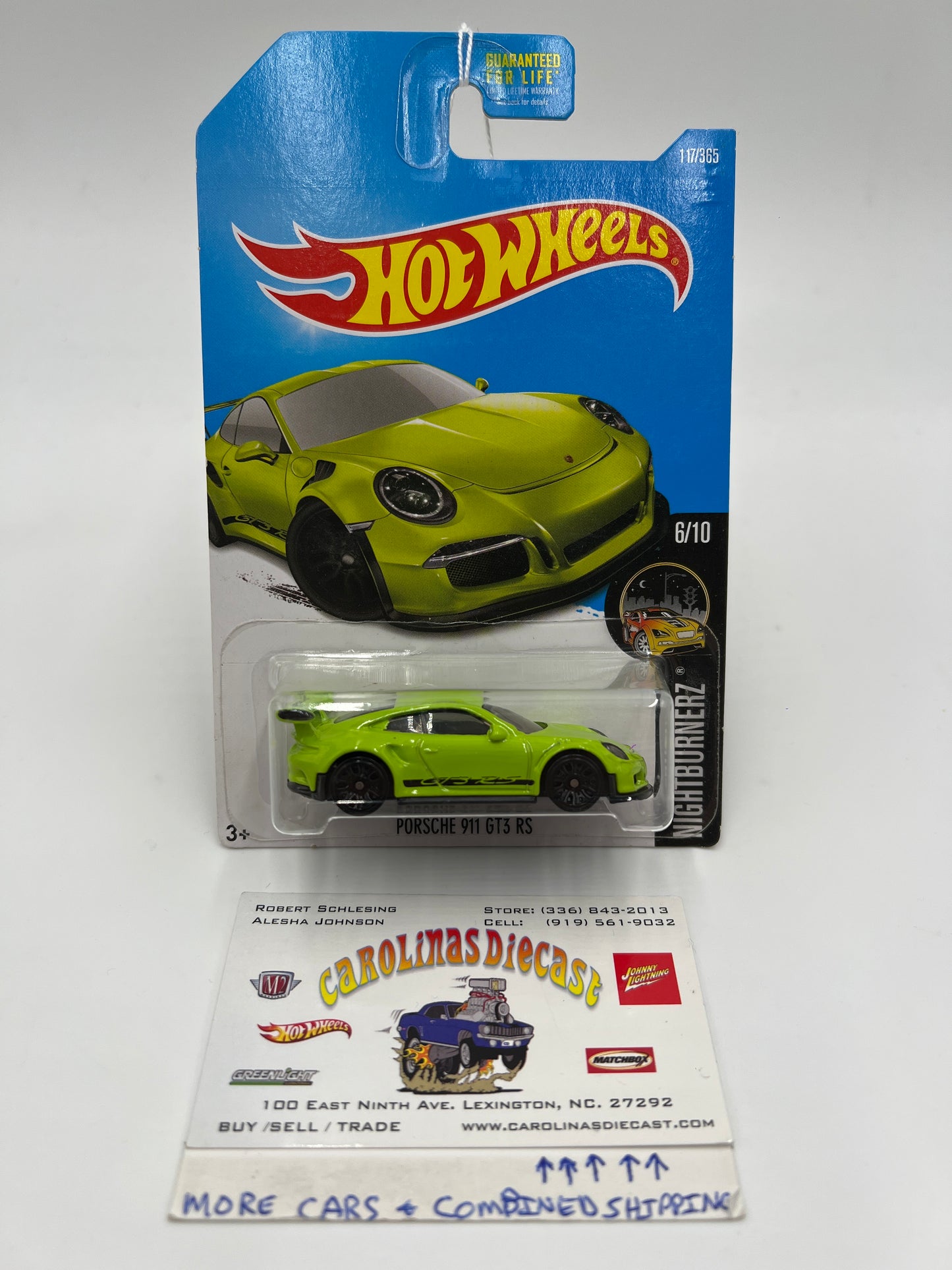 2017 Hot Wheels Nightburnerz #117 Porsche 911 GT3 RS Green 99B
