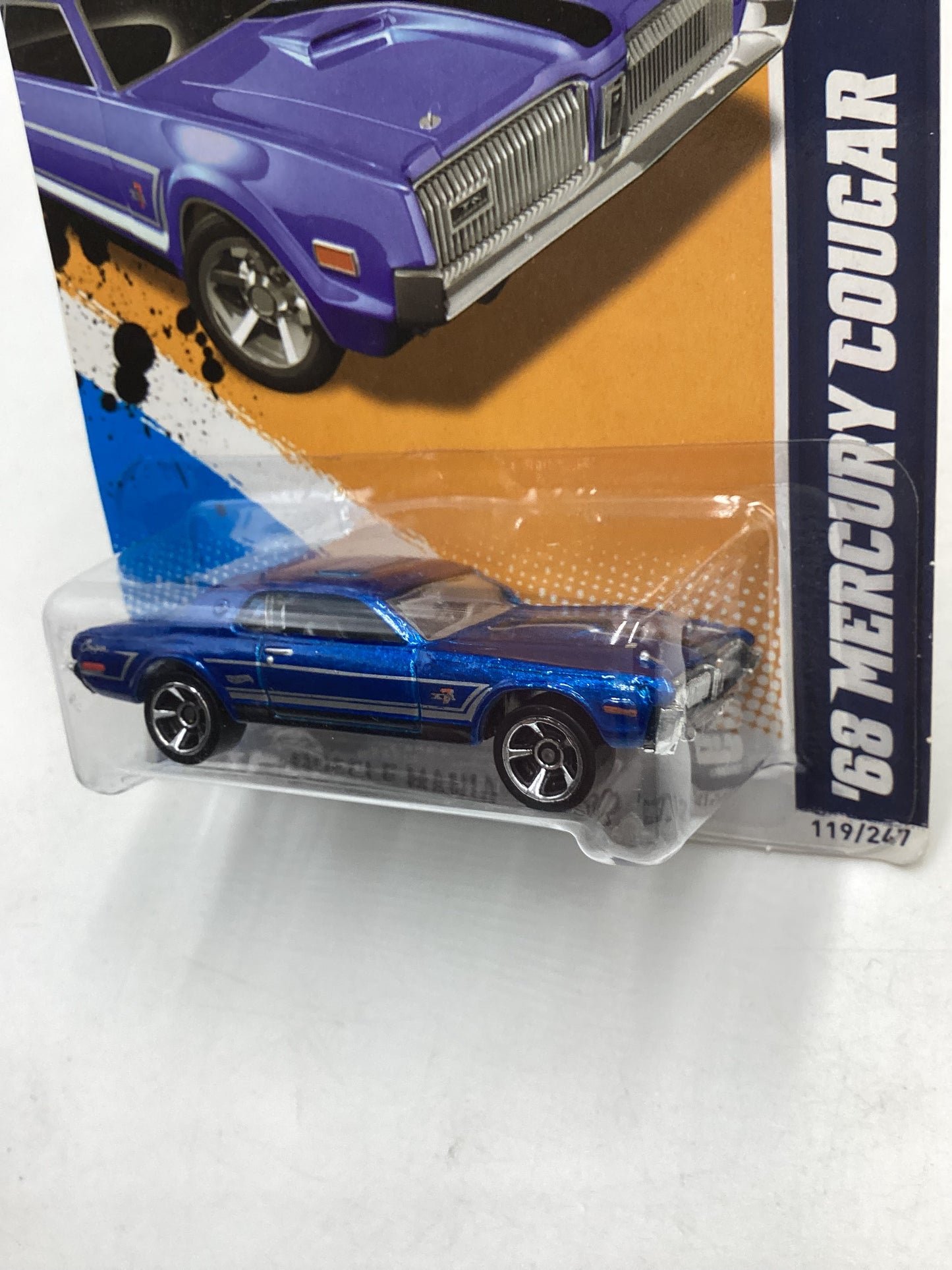 2012 Hot Wheels Muscle Mania Ford #119 68 Mercury Cougar Blue (MC5 Wheels) 40D