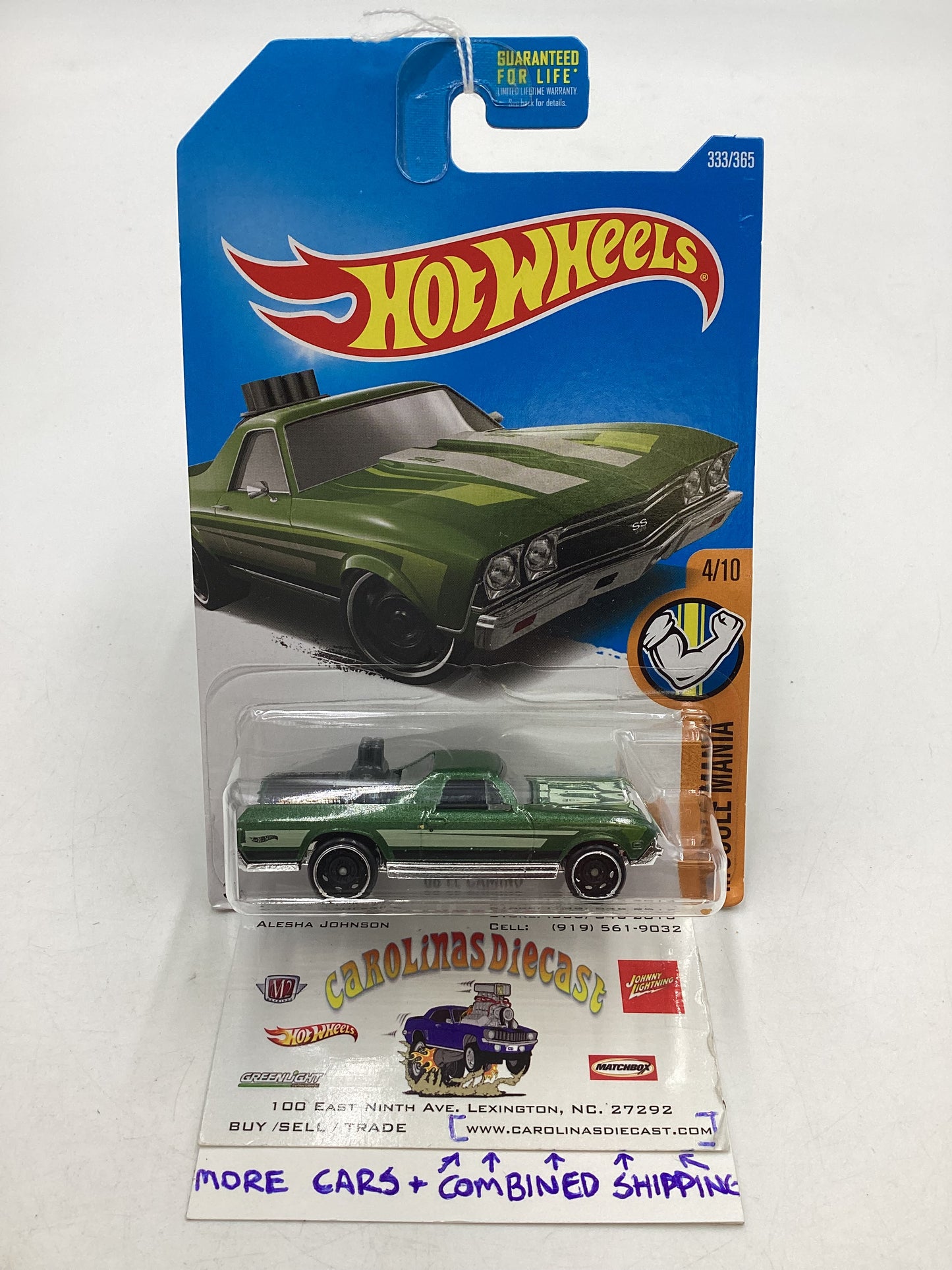 2017 Hot Wheels #333 68 El Camino Green 18E