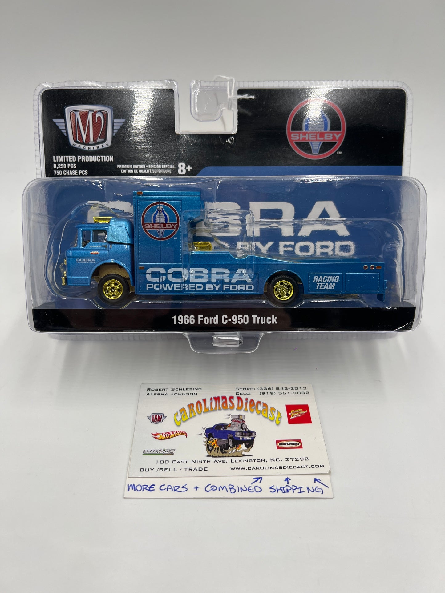 M2 Machines CHASE Ramp Truck Cobra Racing Team 1966 Ford C-950 Truck Blue