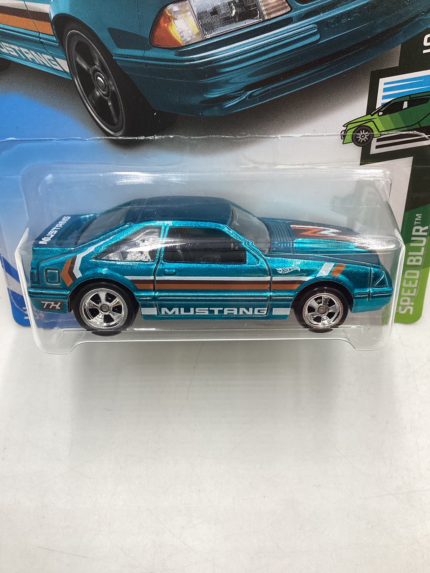 2019 Hot Wheels Super Treasure Hunt #152 92 Ford Mustang Blue W/Protector