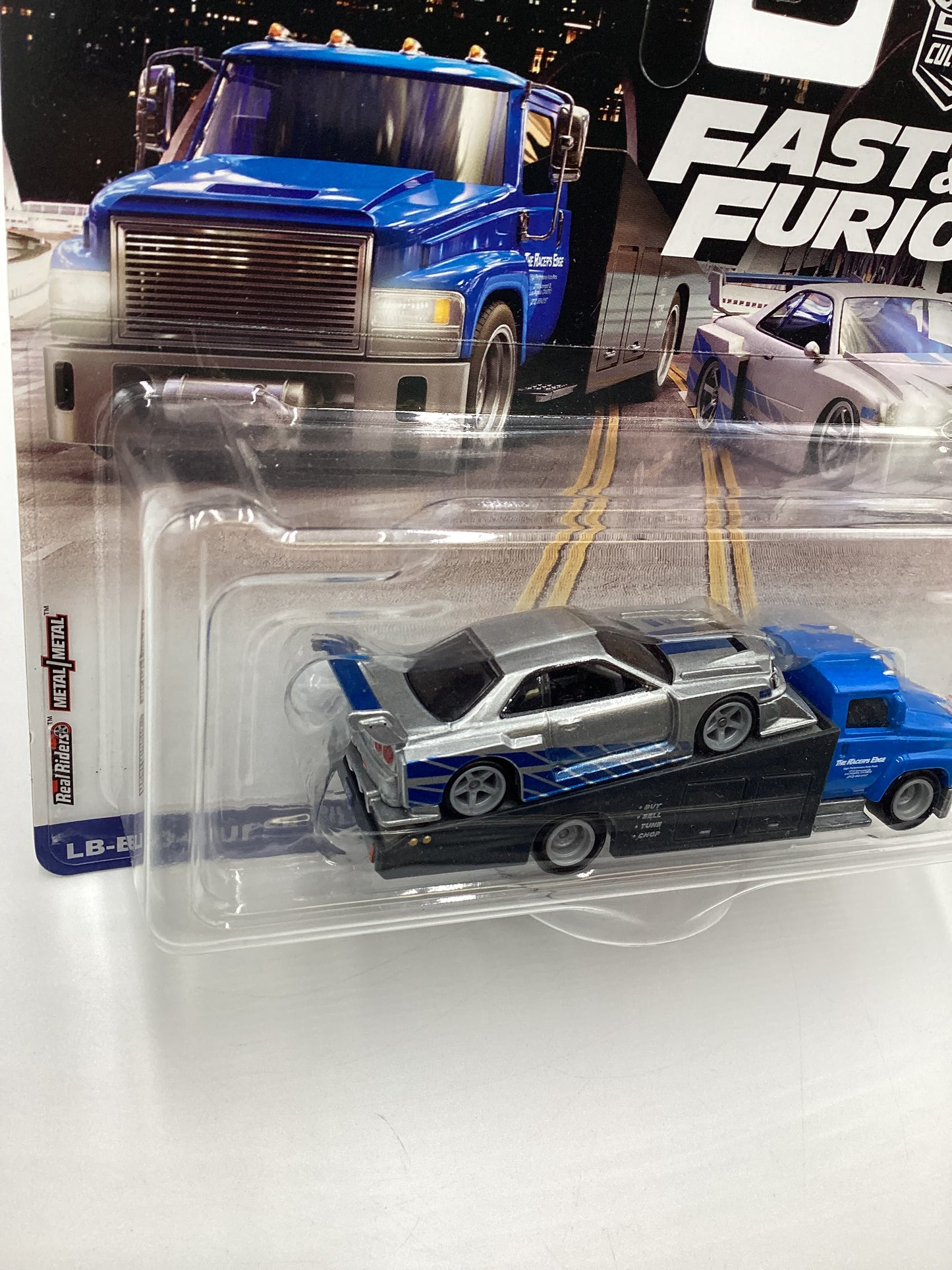 Hot Wheels Team Transport Fast and Furious LB-ER34 Super Silhouette Nissan Skyline Carry On Blue with Protector