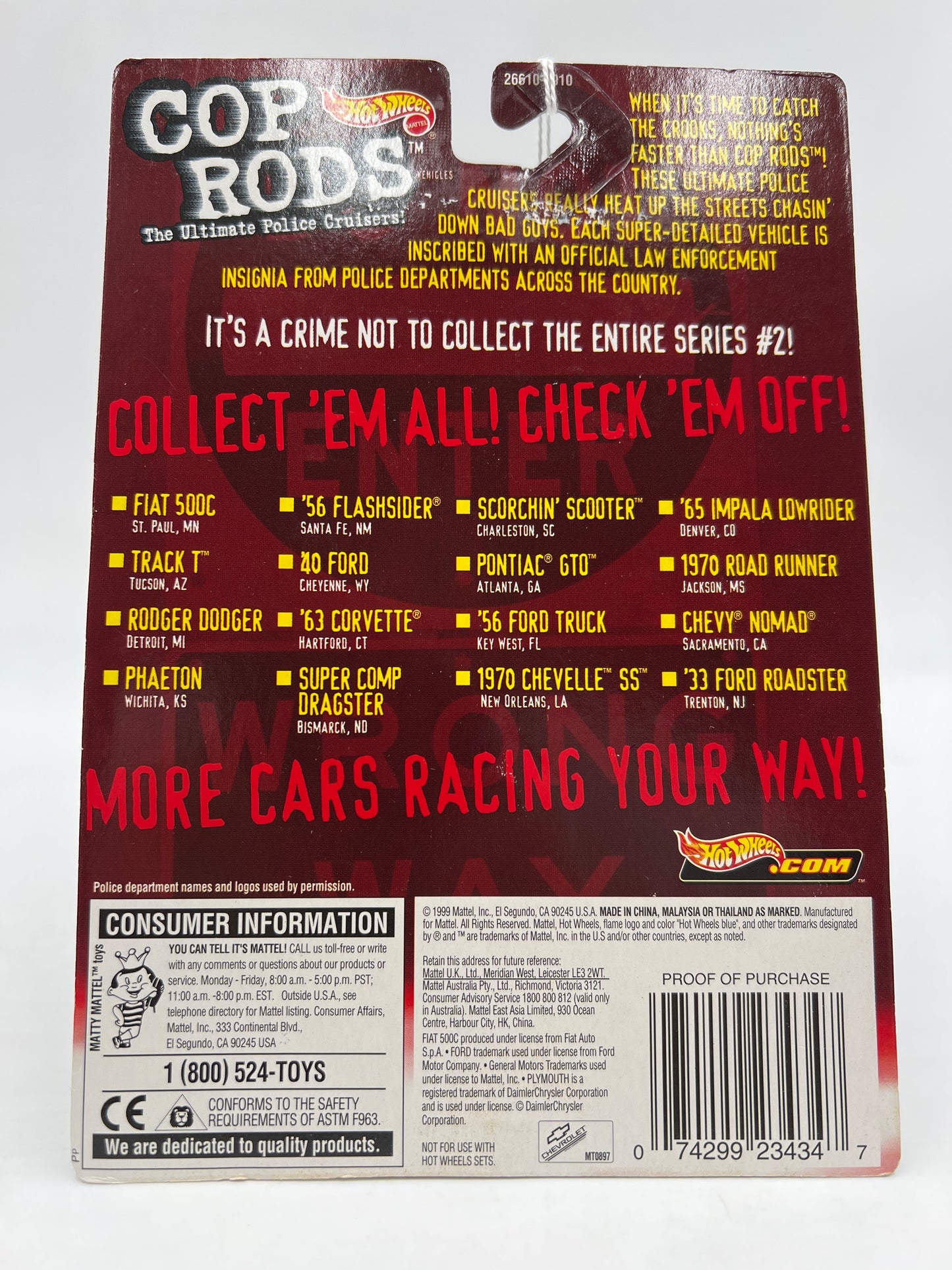 Hot Wheels Cop Rods Series 2 Cheyenne WY 40 Ford W/Real Riders