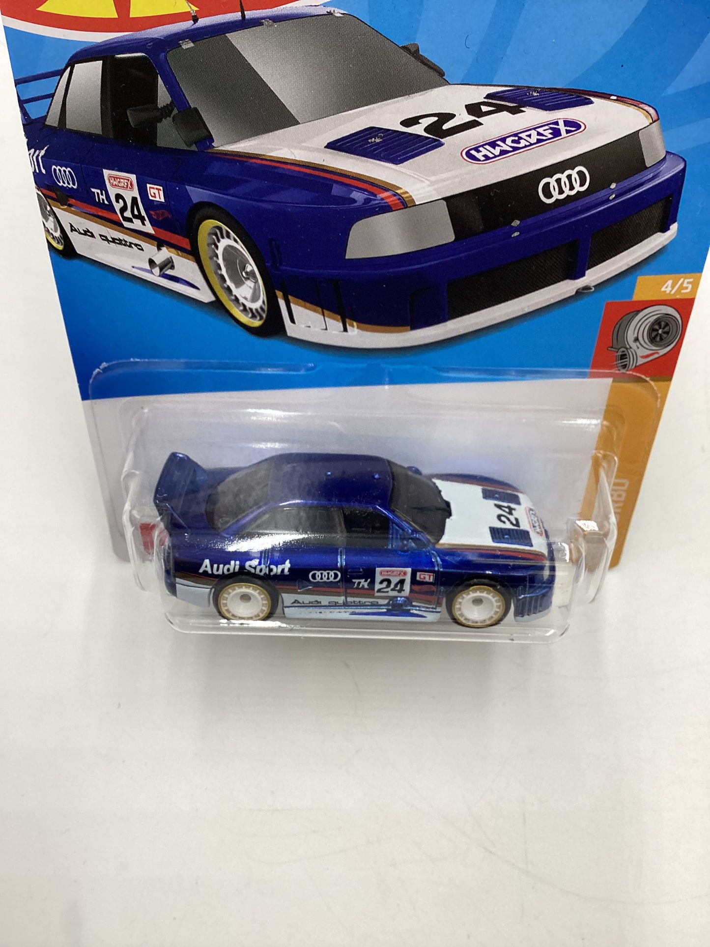 2024 Hot Wheels #144 Super Treasure Hunt Audi 90 Quattro Blue W/Protector International Card