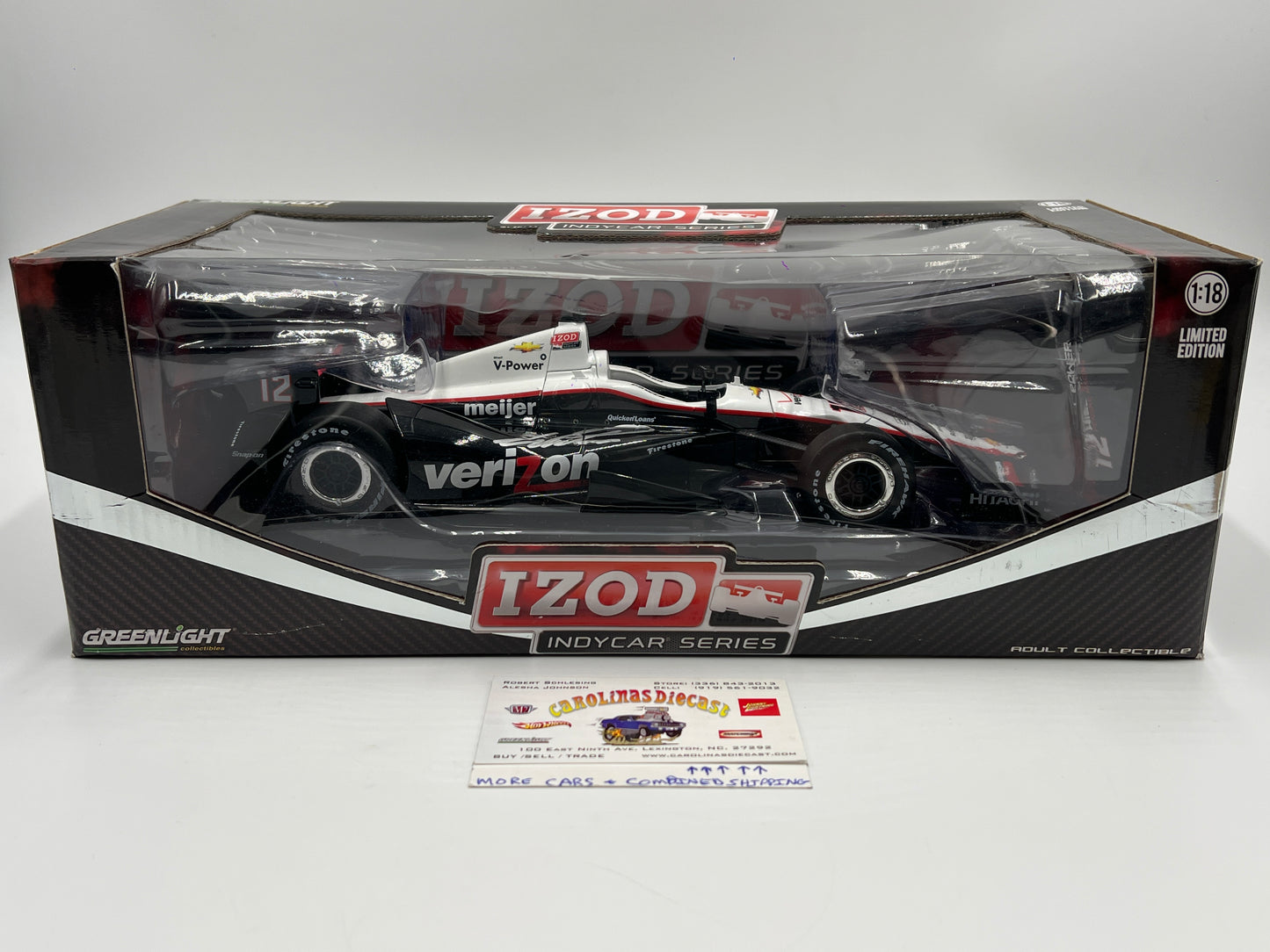 Greenlight 1:18 IZOD Indycar Series Will Power #12 Penske Racing Verizon SIGNED