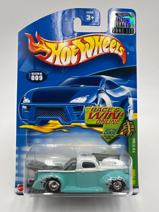 2002 Hot Wheels Treasure Hunt #9 Factory Sealed 40 Ford Light Blue W/Real Riders 273C