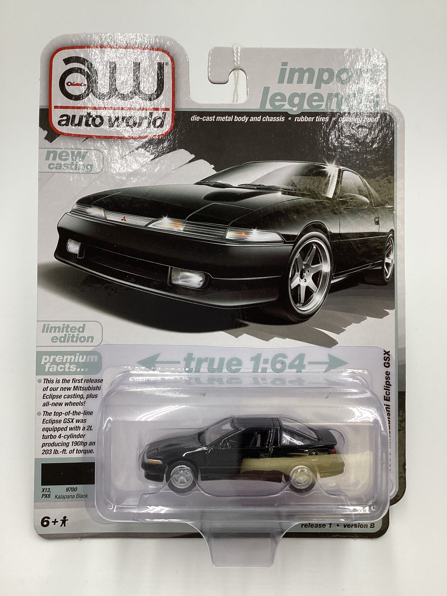 Auto World Import Legends Release 1 Version B 1990 Mitsubishi Eclipse GSX Black