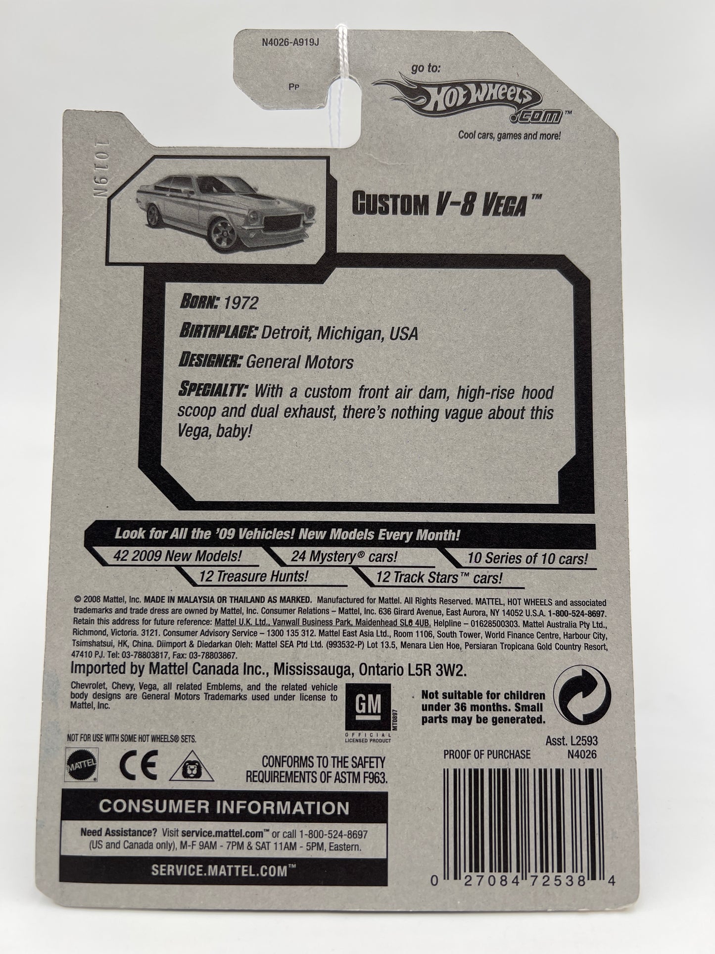 2009 Hot Wheels New Models #23 Custom V-8 Vega Yellow 8H