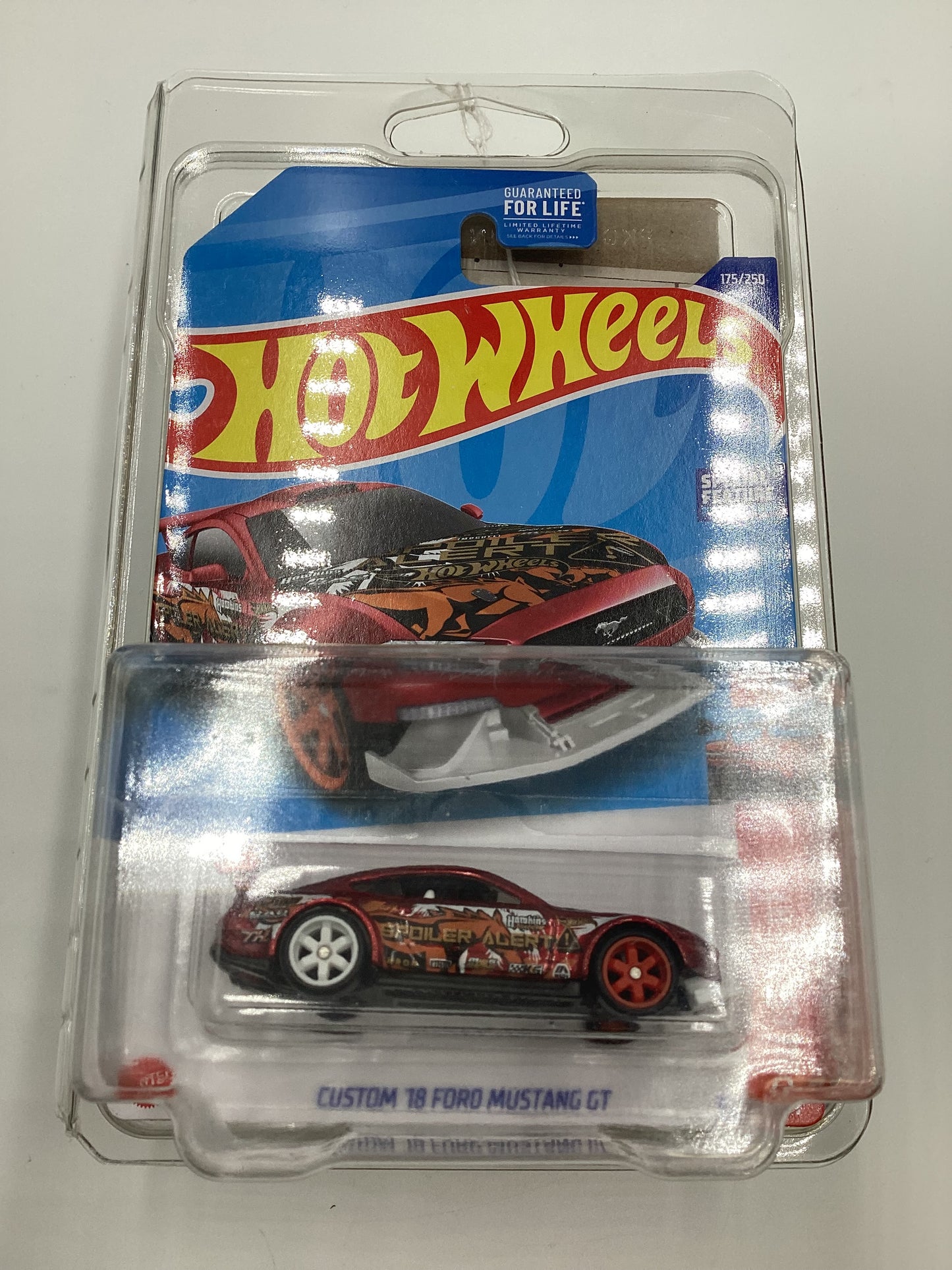 2022 Hot wheels Super Treasure Hunt Custom #175 18 Ford Mustang GT Red W/ Protector