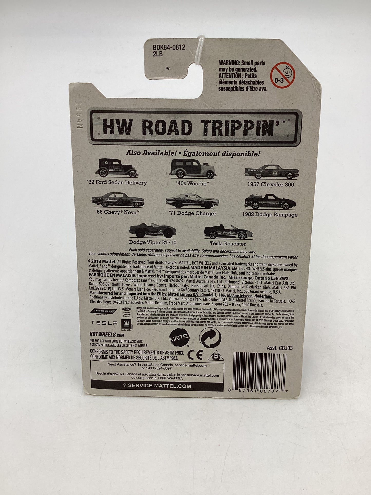 Hot Wheels 2014 Road Trippin HWY 212 Tesla Roadster #31 (Card Not Perfect) 155C