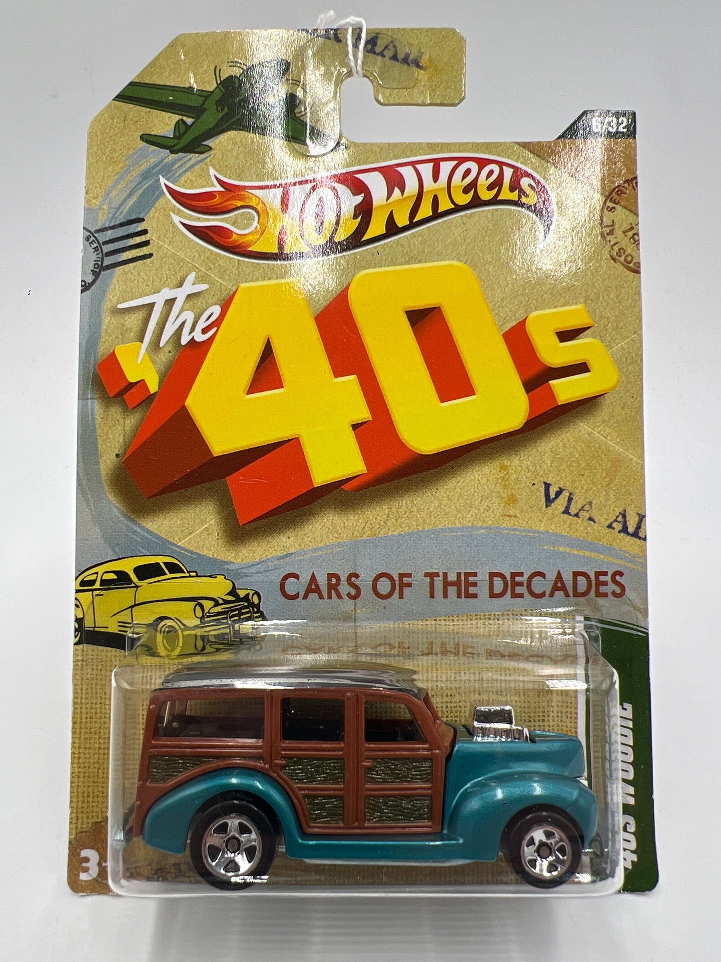 Hot Wheels Cars of the Decades The 40s #6 40s Woodie Blue 163D