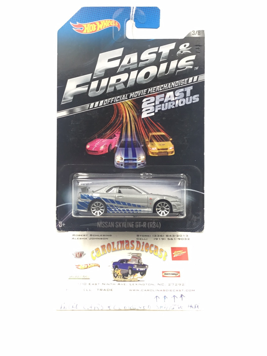 2013 Hot wheels fast and furious Nissan skyline GT-R (R34) #3 2 fast 2 Furious