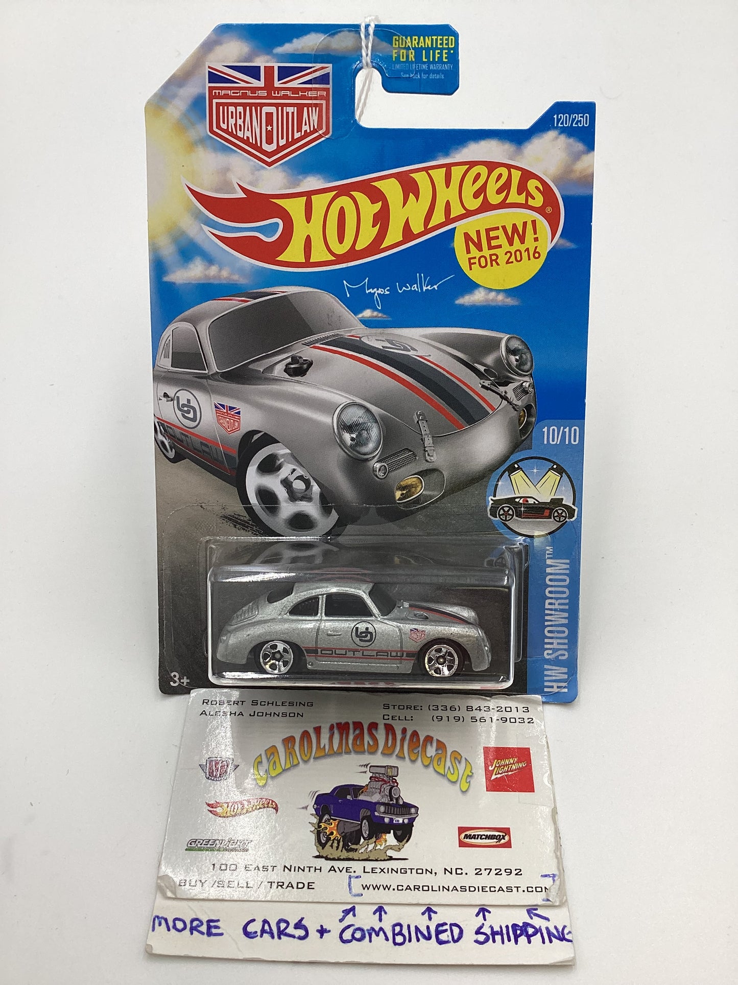 2016 Hot Wheels #120 Porsche 365A Outlaw Silver Target Spring Card