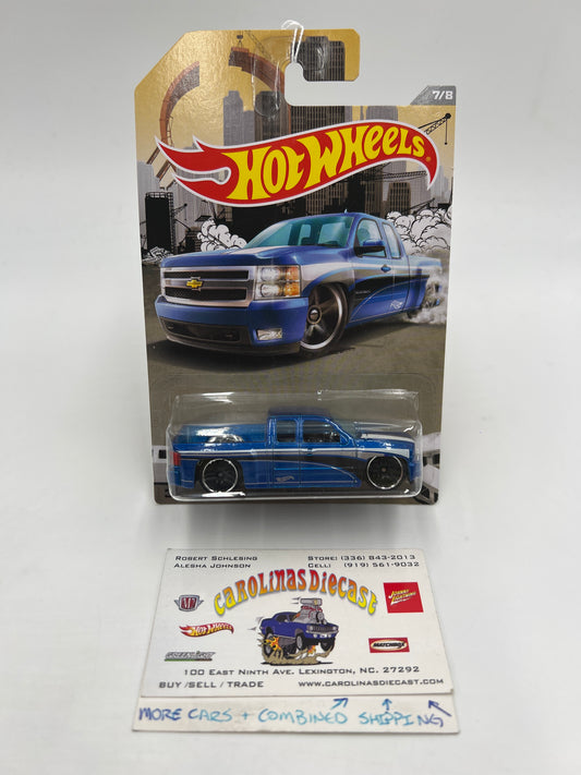 2016 Hot Wheels Walmart Exclusive Rad Trucks #7 Chevy Silverado Blue 161J