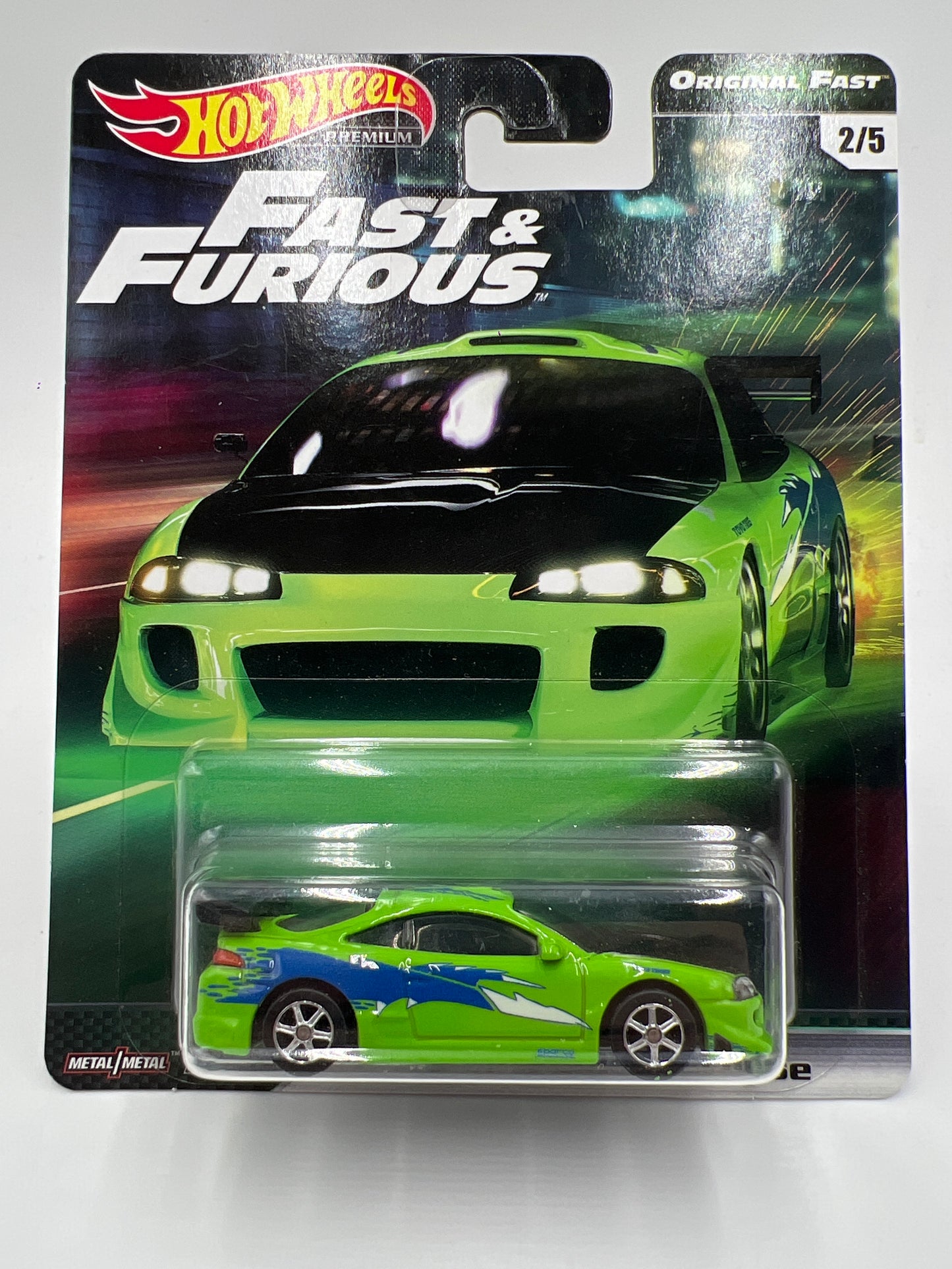 Hot Wheels Fast & Furious Original Fast #2 95 Mitsubishi Eclipse Green W/Protector