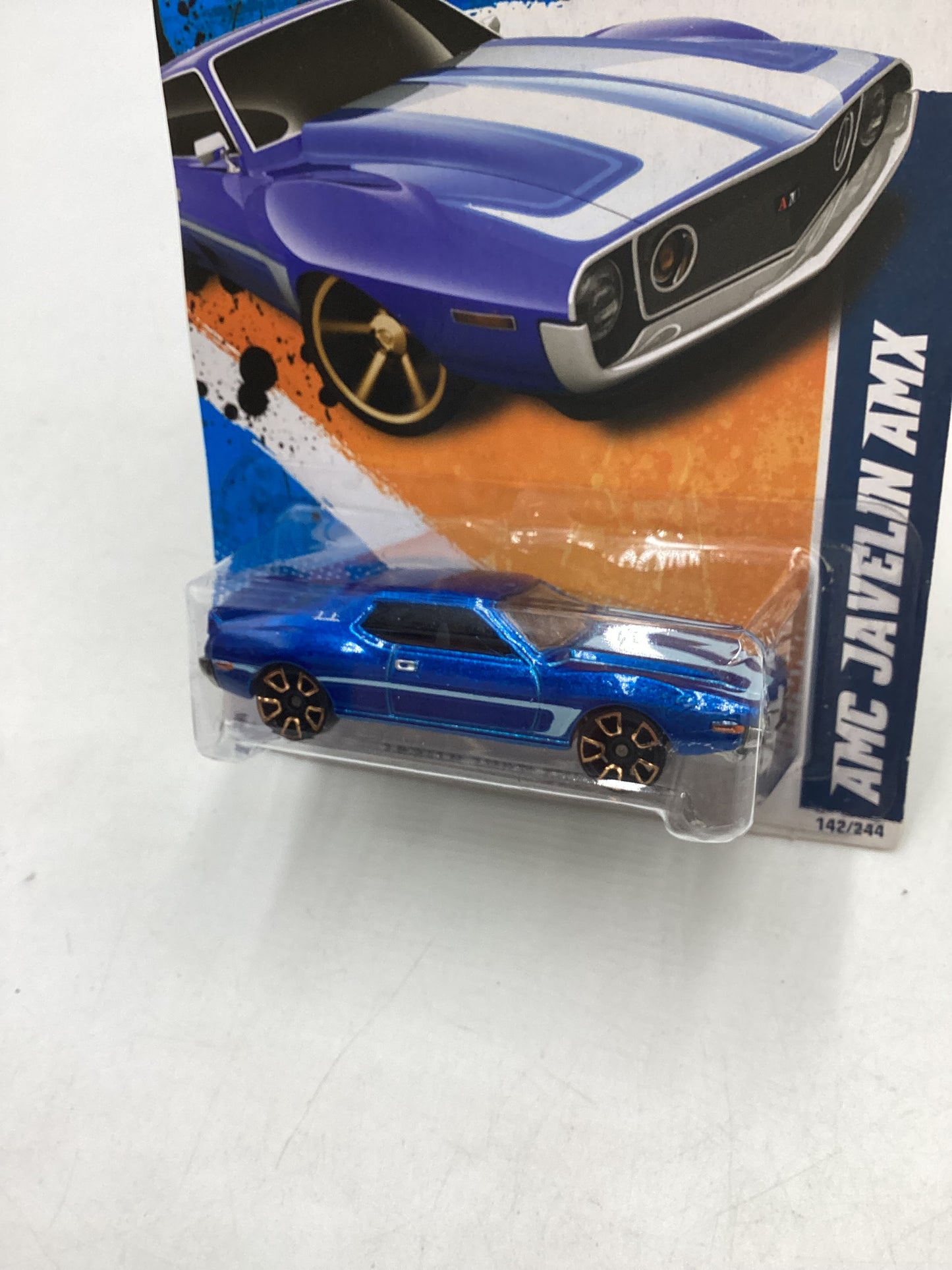 2011 Hot wheels #142 Faster Than Ever AMC Javelin AMX Blue Kmart KDays 236B