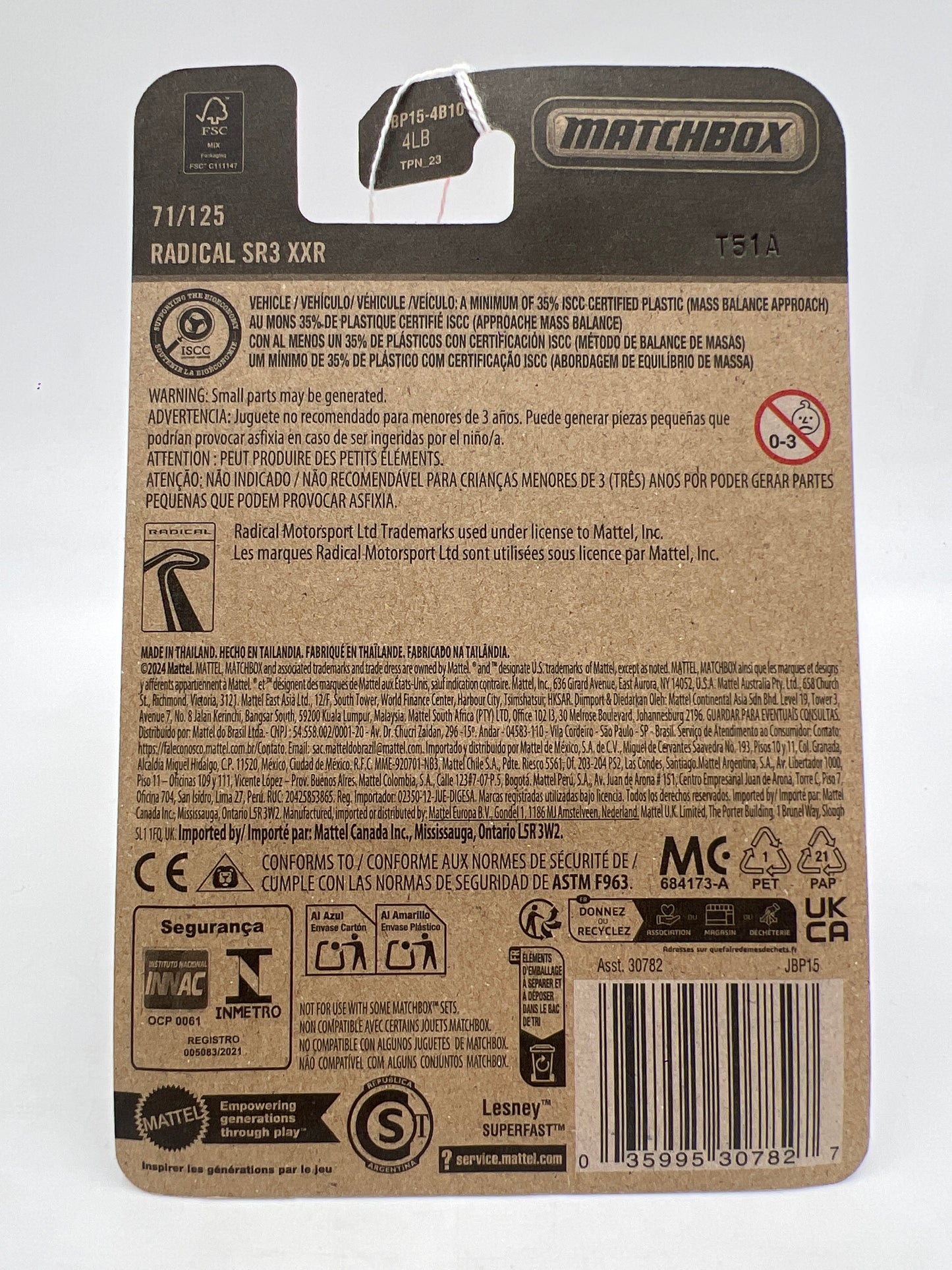 2025 Matchbox #71 Radical SR3 XXR Red 214A