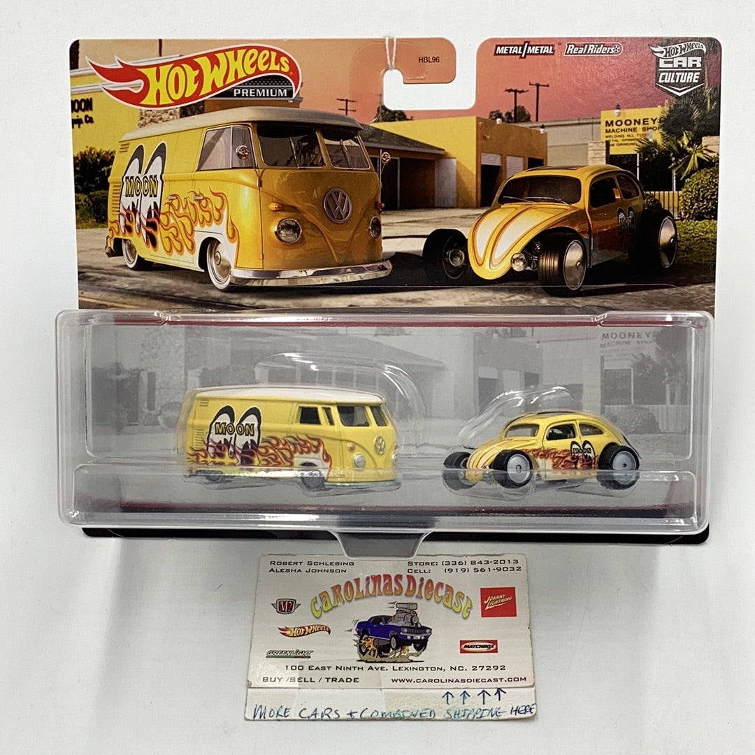 Hot wheels car culture team 2 pack target exclusive Volkswagen T1 Panel Bus Custom Volkswagen Beetle mooneyes 282H