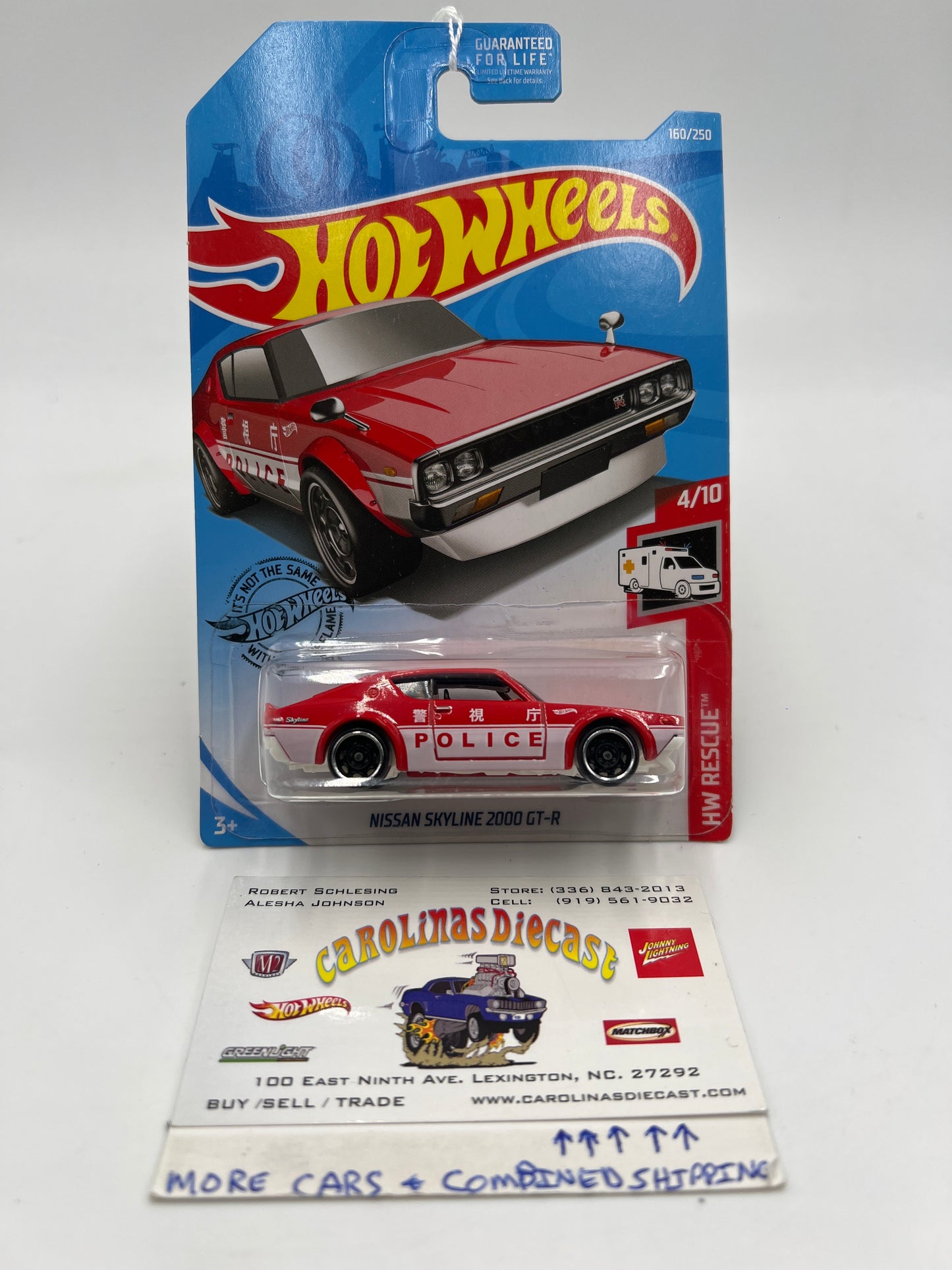2019 Hot Wheels HW Rescue #160 Nissan Skyline 2000 GT-R Police Red/White 83B