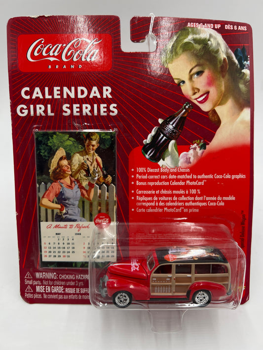 Johnny Lightning Coca Cola Calendar Girl Series #11 41 Chevy Special Deluxe Wagon Red 220D