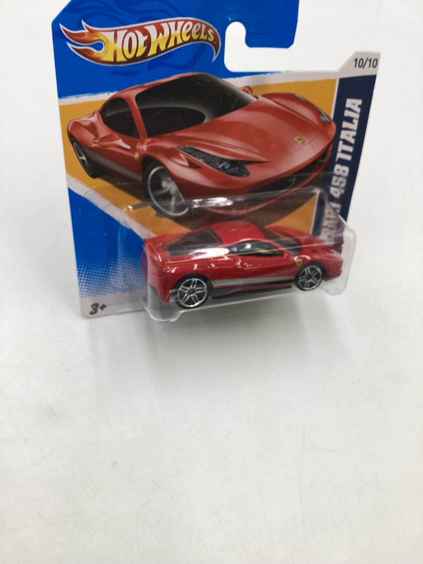 2012 Hot wheels #130 Ferrari 458 Italia Red Short Card with protector