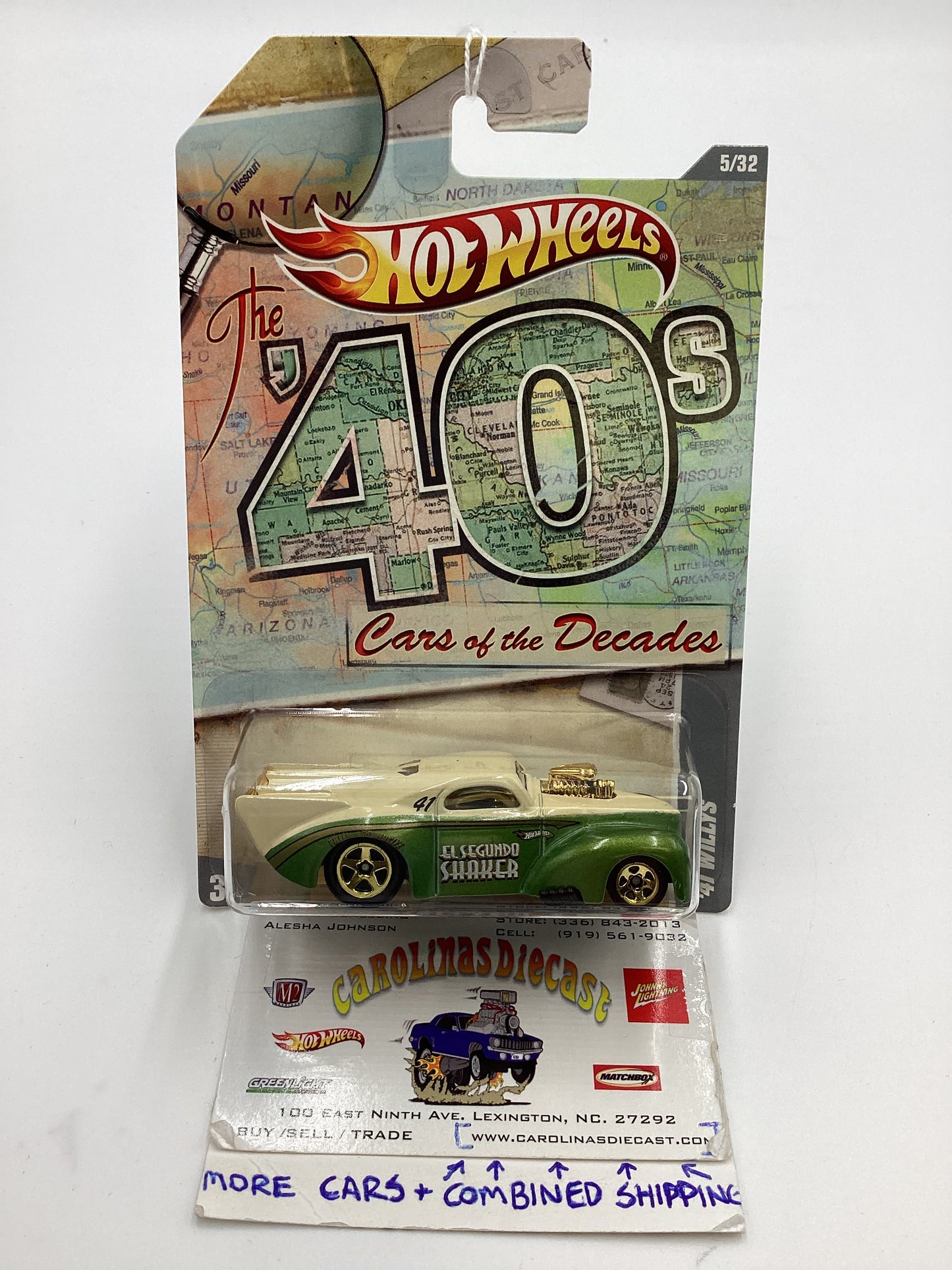 2011 Hot Wheels Cars of the Decades The 40s #5 41 Willys Green/ Beige 157E