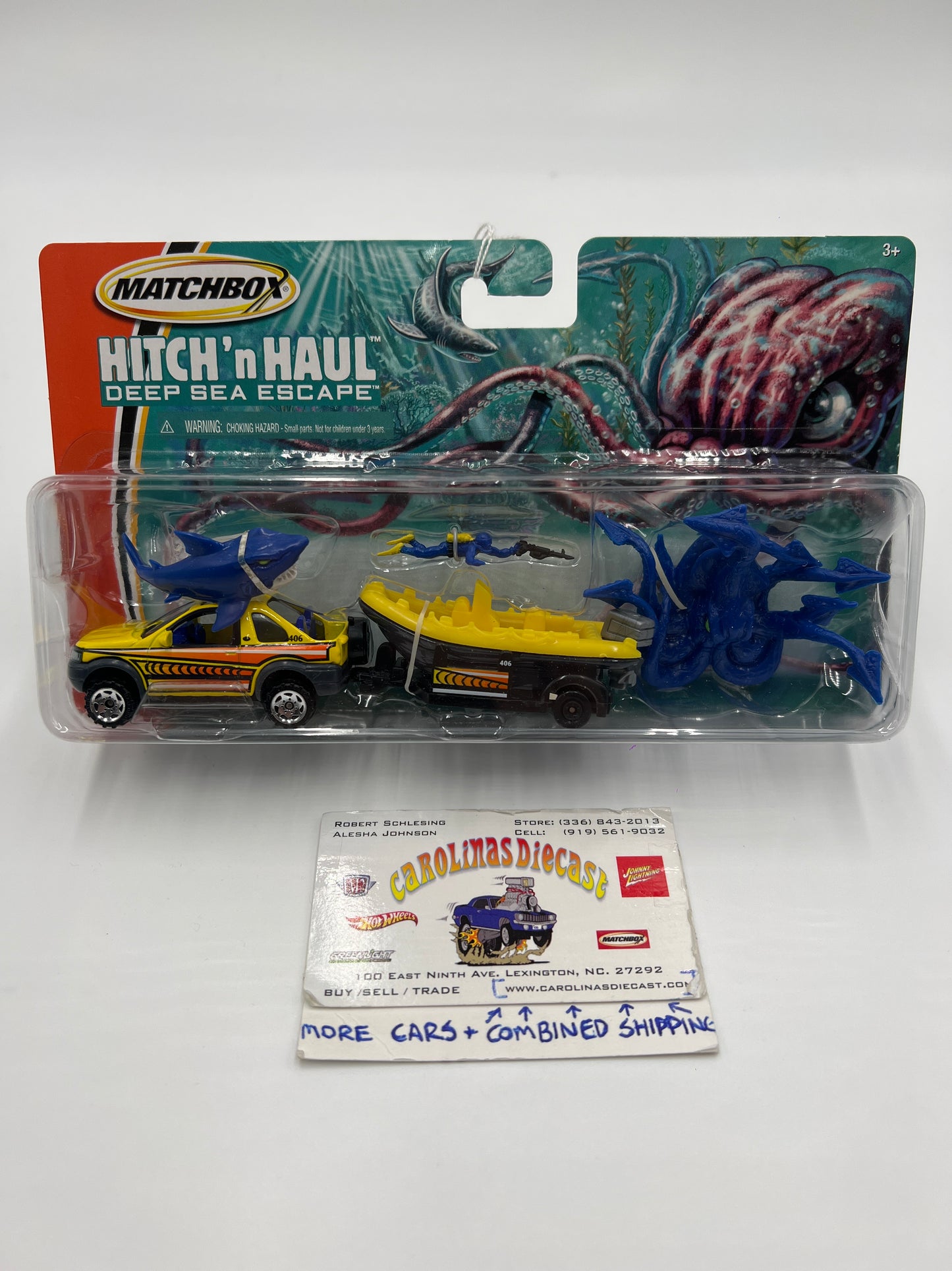 Matchbox Hitch N Haul Deep Sea Escape Land Rover Freelander & Raft Boat 168B