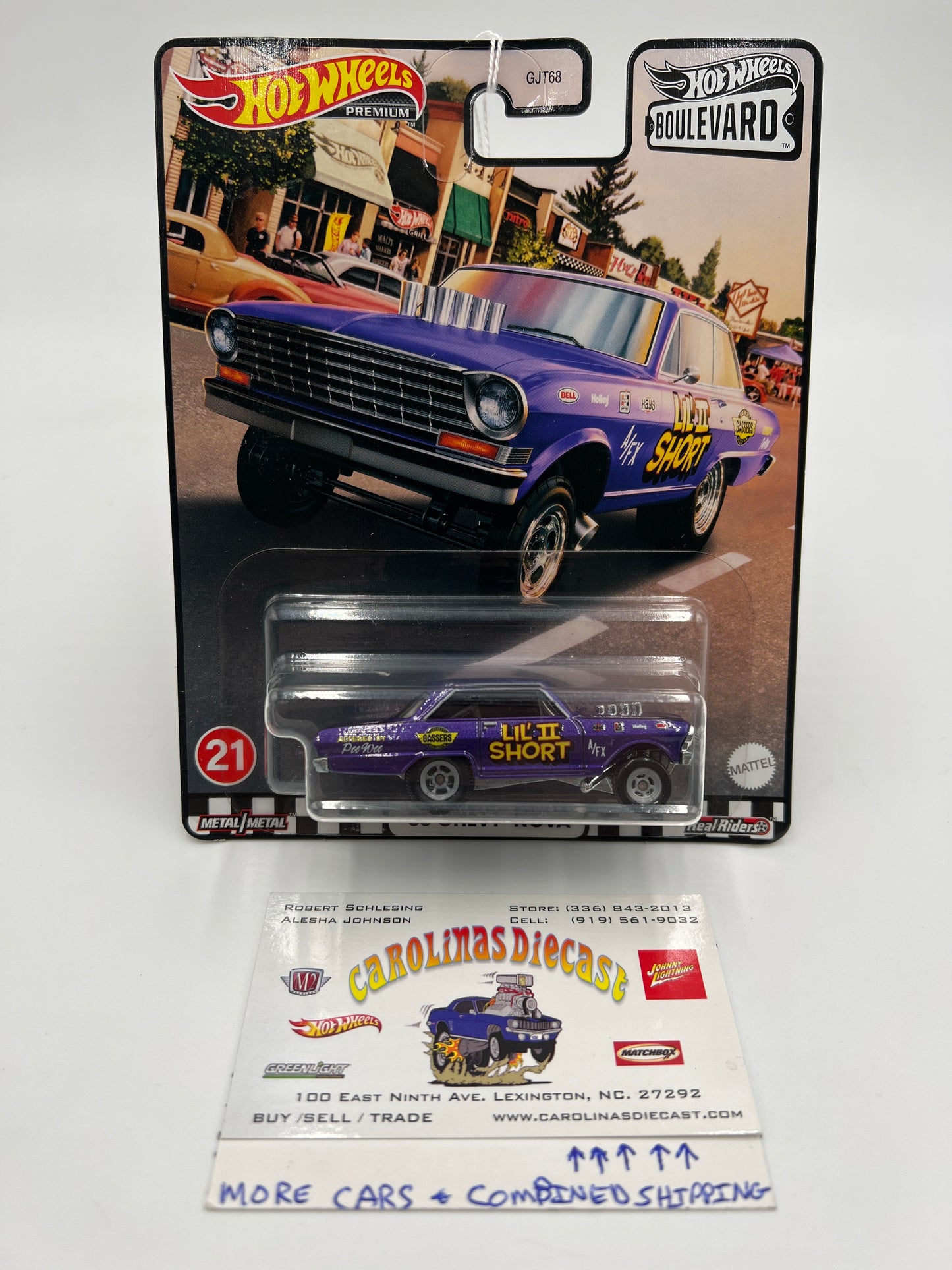 Hot Wheels Premium Boulevard #21 63 Chevy Nova Gasser Purple