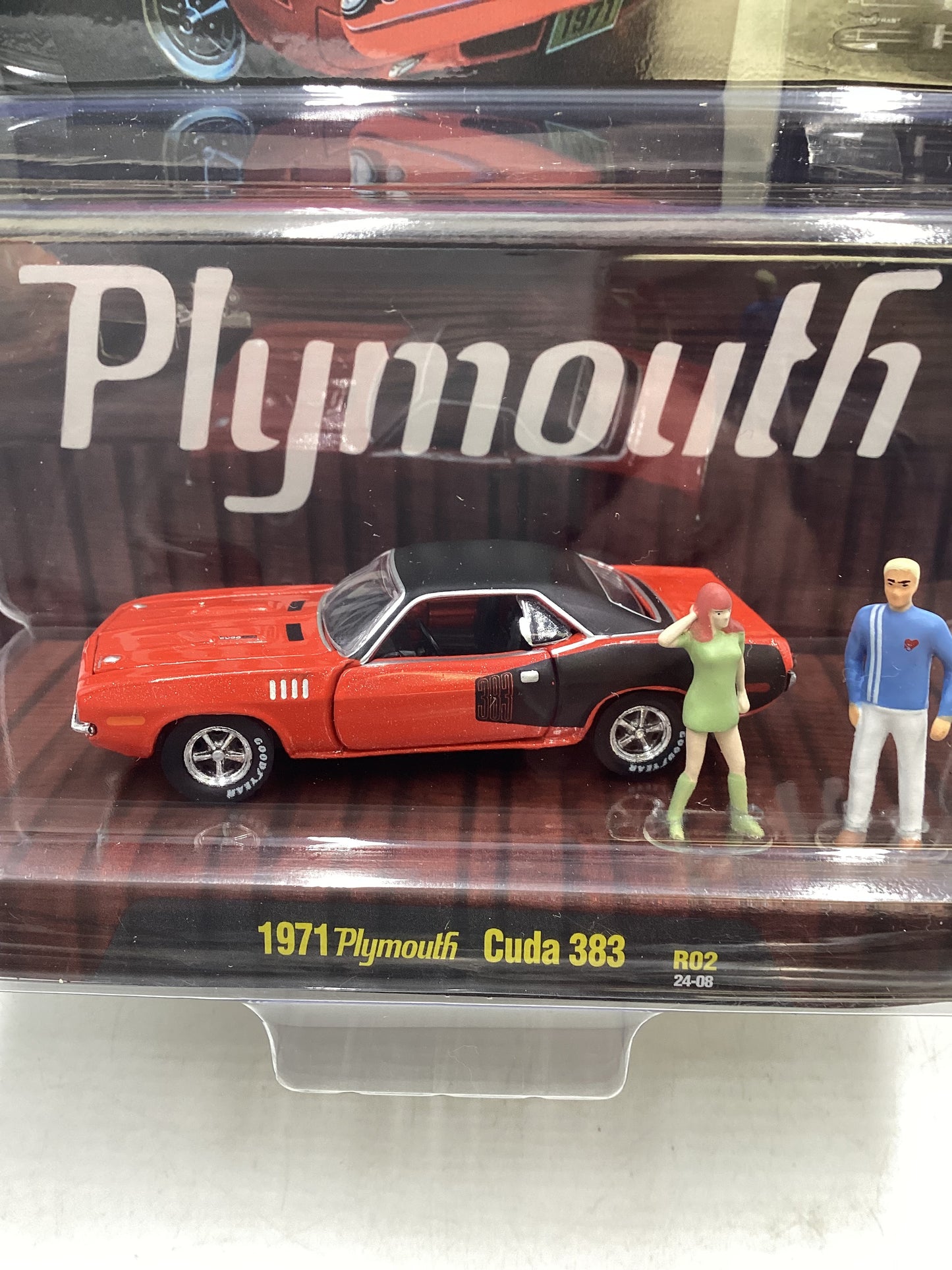 2024 M2 Machines Diorama R02 1971 Plymouth Cuda 383 198E