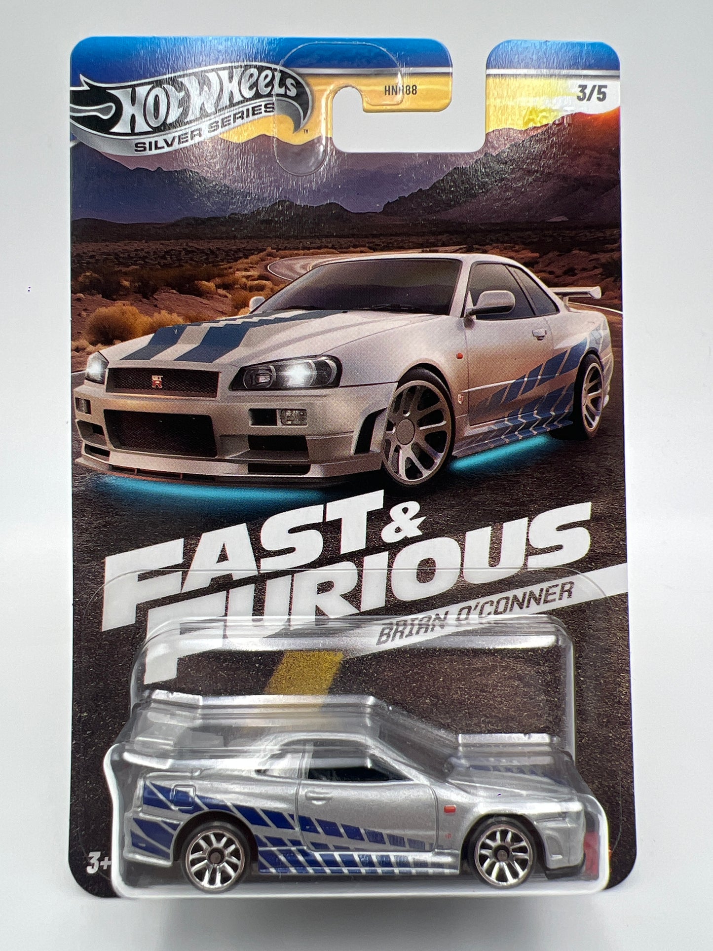 Hot Wheels Fast & Furious Brian O Conner #3 Nissan Skyline GT-R BNR34 Silver W/Protector
